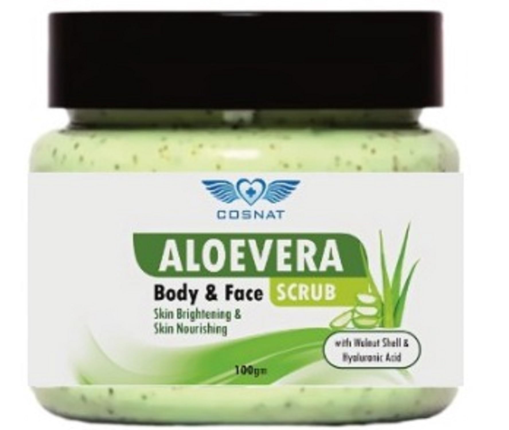 Organic Aloe Vera Body & Face Scrub - 100% Natural Exfoliating Formula for Deep Cleansing, Revitalizing & Gentle Skin Care, 100g - Perfect for Daily Use, Spa Days & Sensitive Skin