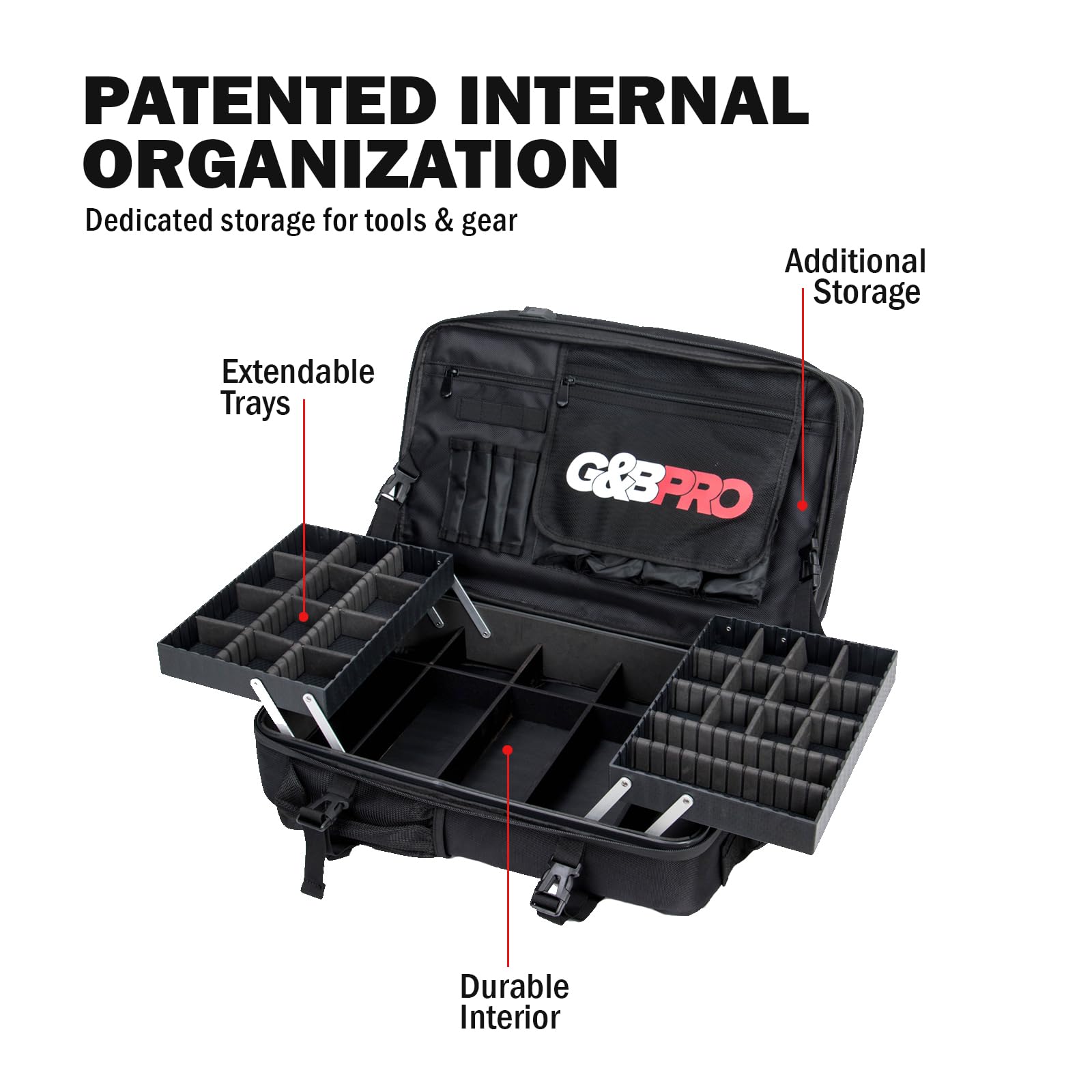 G&BPRO Full Size Backpack with Extending Tray System - All-in-One Mobile Workstation Travel Bag for Laptops, Tools & Photography Gear | Perfect for Digital Nomads, Photographers & Business Travelers