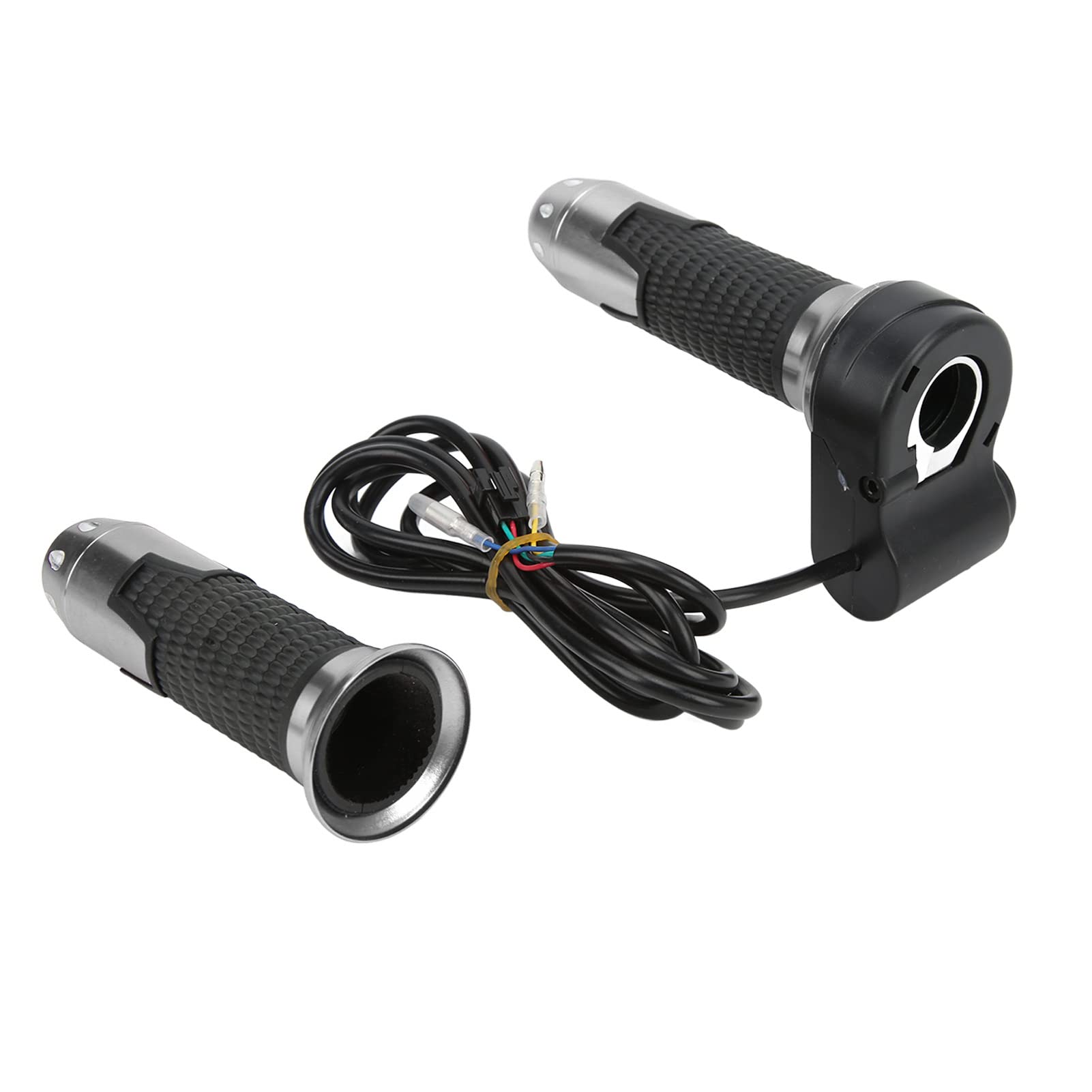 Premium Throttle Grips for Electric Bikes & Scooters - 1 Pair Ergonomic Plastic Handlebar Grips with Push Button (Silver) | Perfect for Commuting, Off-Roading & Urban Riding