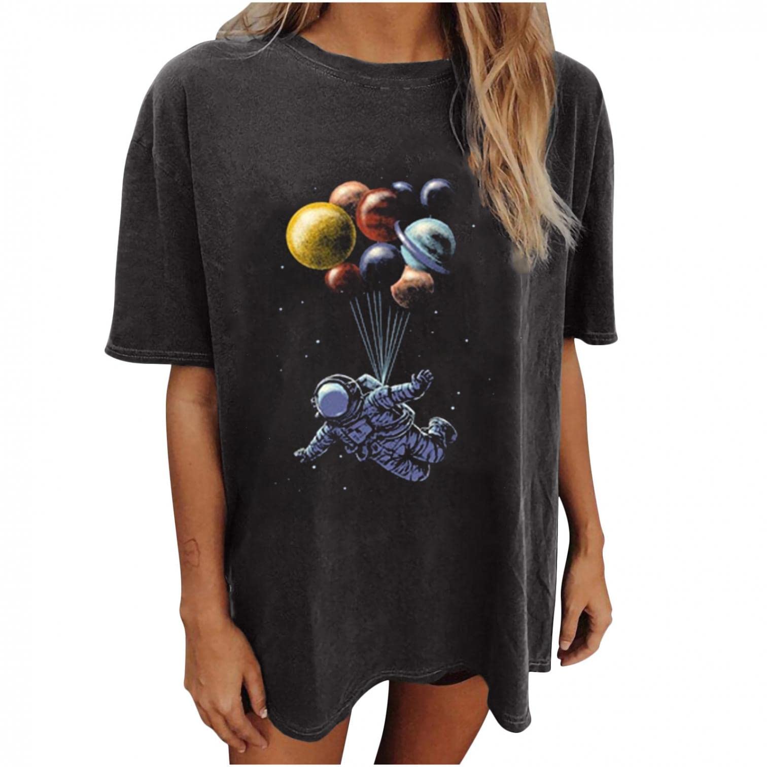 Halloween Skeleton T-Shirts for Women - Grunge Oversized Tees for Party
