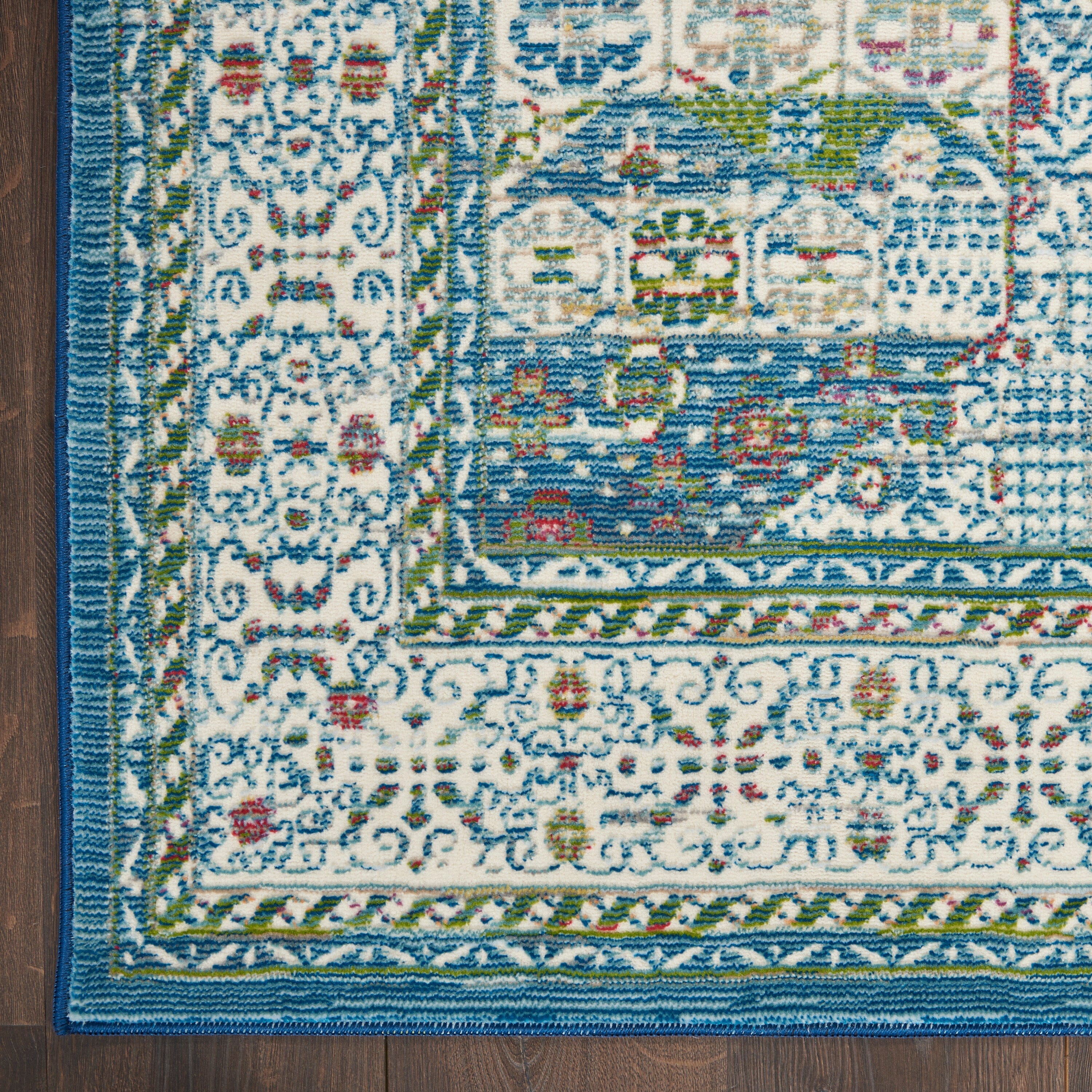 Nourison Ankara Global 2' x 6' Ivory Light Blue Bohemian Indoor Area Rug - Perfect for Living Room, Bedroom & Boho Home Decor