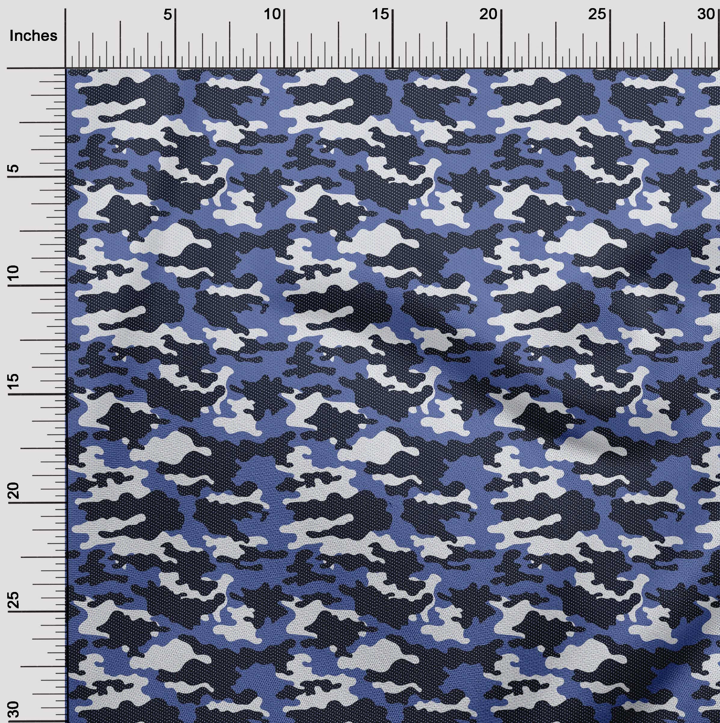 Premium 100% Cotton Jersey Fabric - Medium Blue Camouflage Print, 58 Inch Wide for DIY Clothing & Sewing Projects | Soft, Durable & Breathable Material for T-Shirts, Dresses & Home Decor