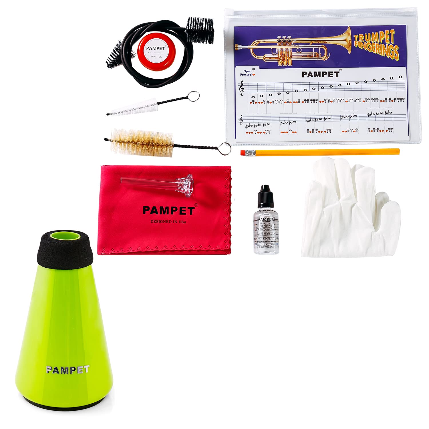 Professional Trumpet Cleaning Kit with Valve Oil & Lightweight Practice Mute - Complete Trumpet Care Set for Maintenance & Silent Practice - Perfect for Musicians, Students & Band Performances