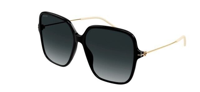 Gucci GG1267S 001 Black Gold/Grey Gradient Oversized Square Sunglasses for Women - Luxury Fashion Accessory for Beach, Driving & Outdoor Activities