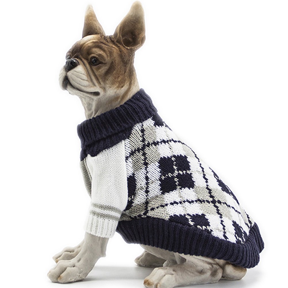 HAPEE Diamond Plaid Cat & Dog Sweater - Cozy Pet Apparel for Small to Medium Dogs & Cats - Perfect for Winter, Outdoor Walks, and Photo Shoots