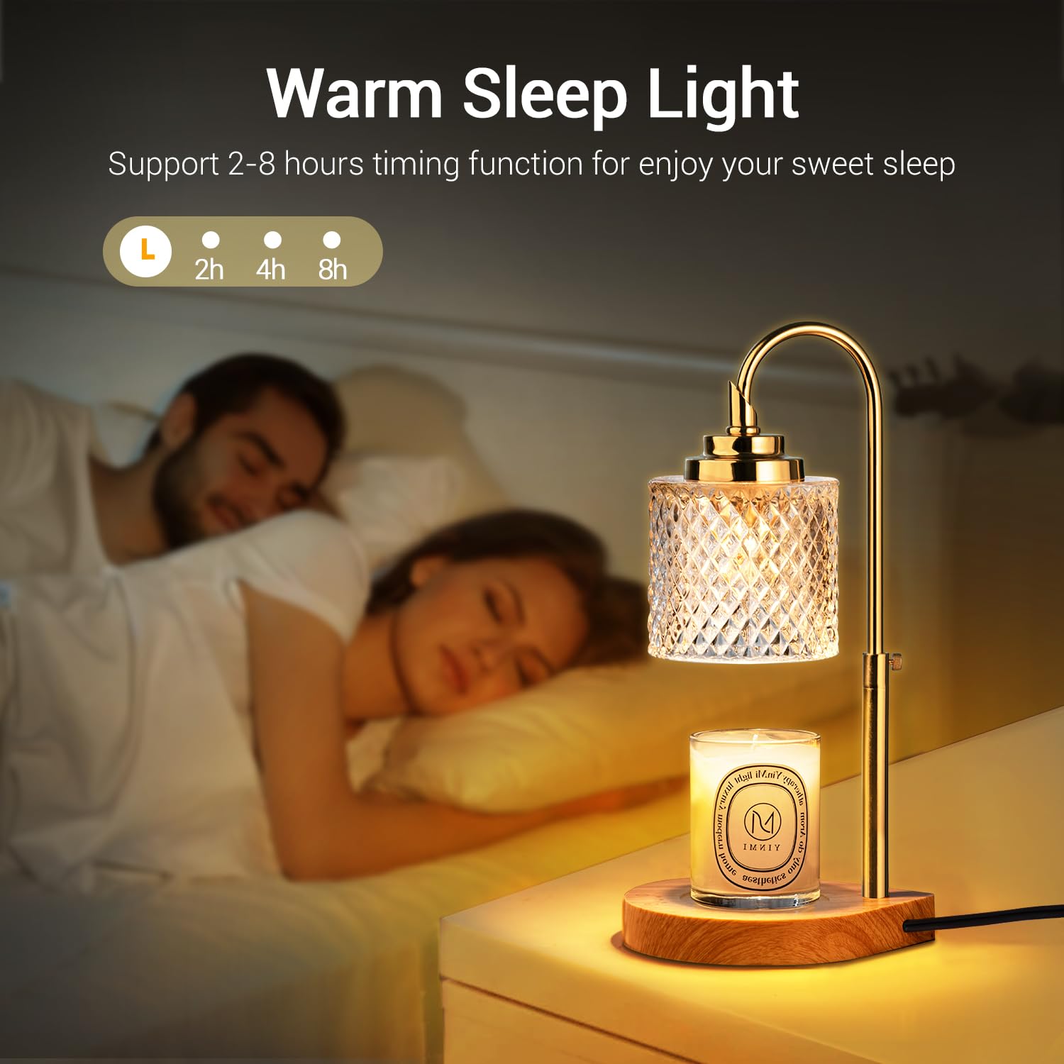 Upgraded Candle Warmer Lamp with Timer (2/4/8 Hours), 4-Level Dimmer & Height Adjustable - Includes 2 Bulbs - Perfect for Home Decor, Christmas, Birthday & Mother's Day Gifts for Women - Creates Cozy Ambiance for Relaxation, Romantic Dinners & Spa Nights