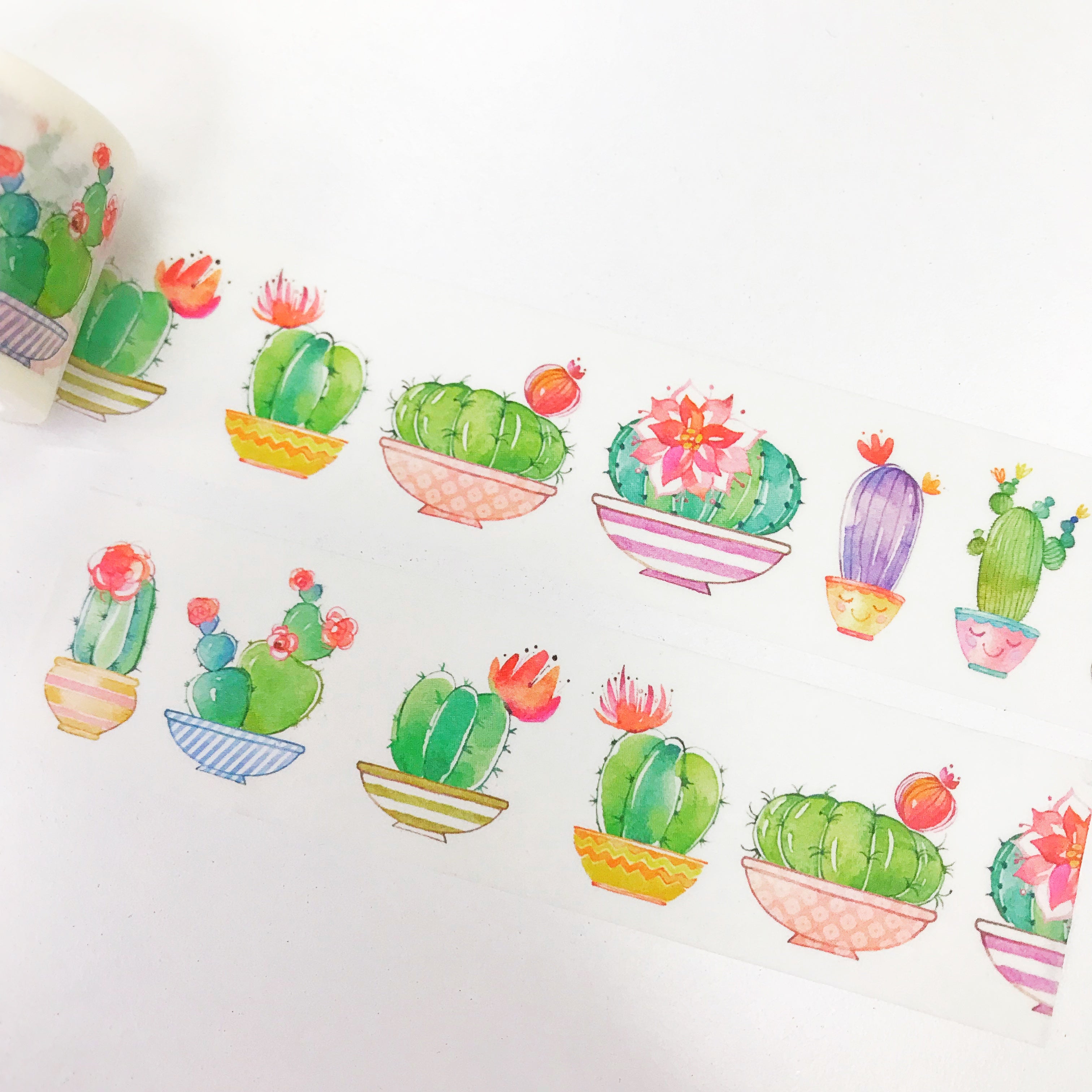 Cute Cactus Washi Tape - Decorative Japanese Paper Tape for Scrapbooking, Bullet Journaling, and DIY Crafts - Perfect for Home Decor, Gift Wrapping, and Planner Stickers