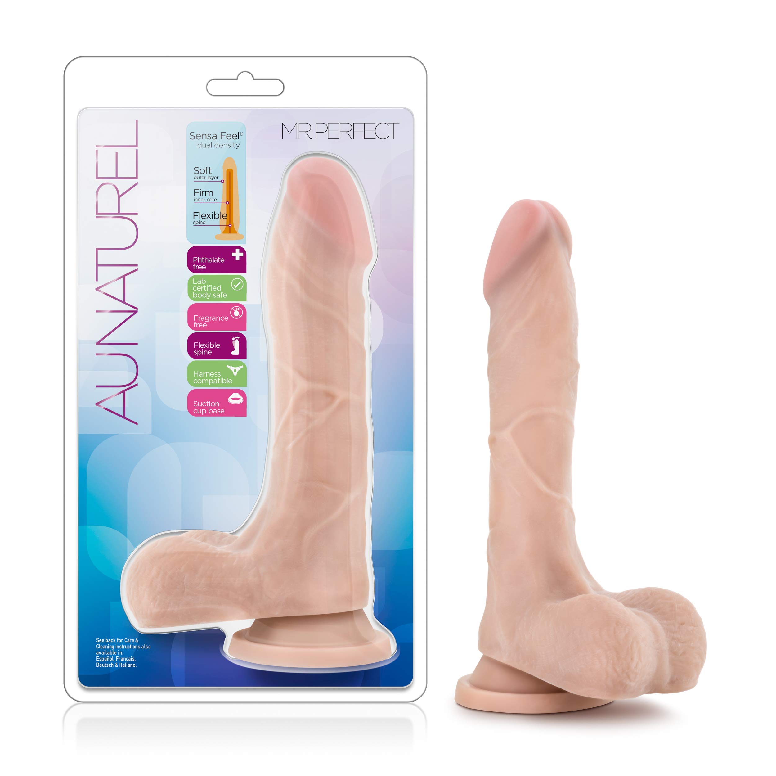 **Sensa Feel Dual Density Realistic Dildo 8.5 Inch - Ultra Soft Lifelike Blush Mister Perfect - 1.5