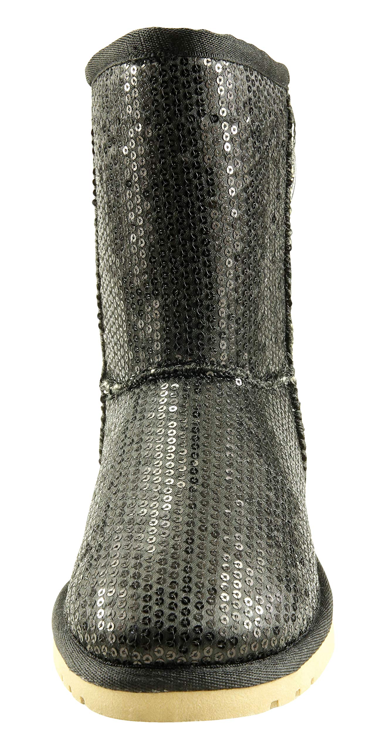 The Doll Maker Women's Metallic Gold Sequins Snow Boots - Waterproof Winter Boots for Women, Fashionable & Warm Snow Shoes for Cold Weather, Perfect for Snowy Days, Outdoor Activities & Holiday Parties