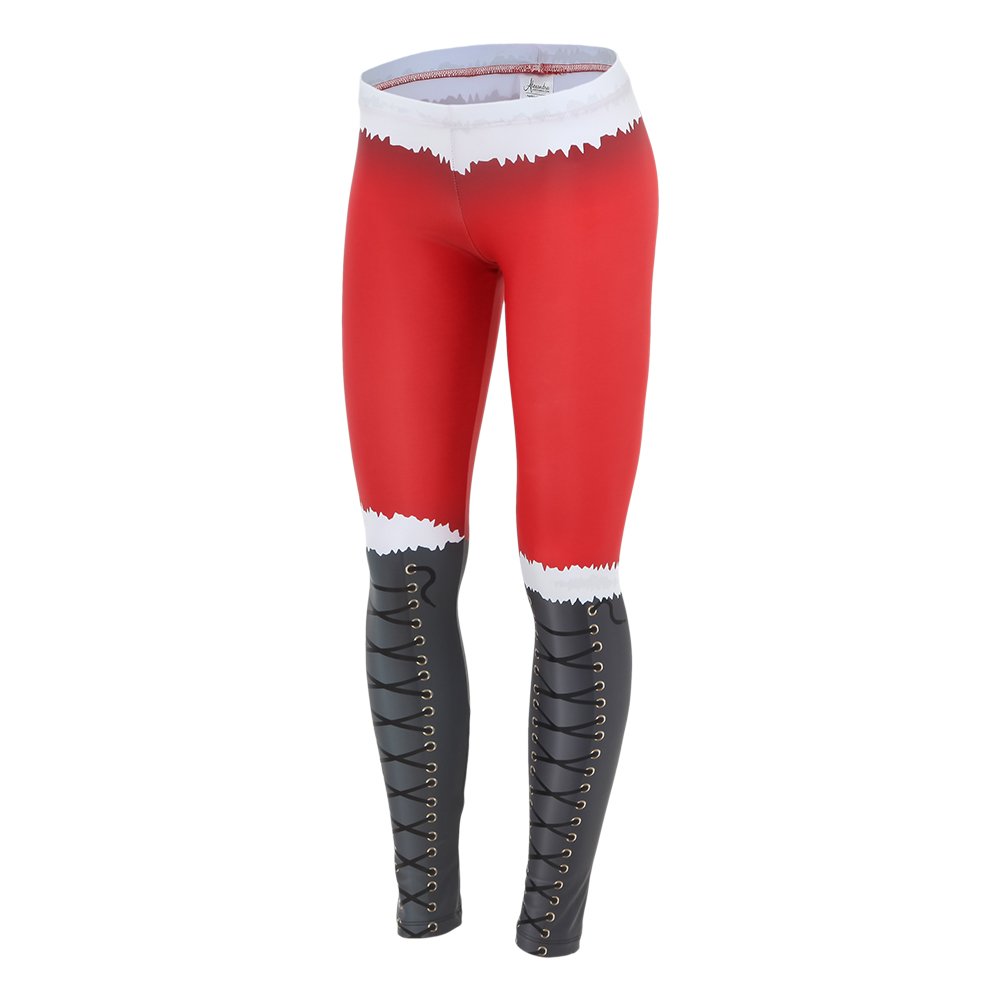 Women's Christmas Holiday Santa Printed Athletic Workout Leggings - Festive Yoga Pants for Holiday Workouts, Gym & Seasonal Activities