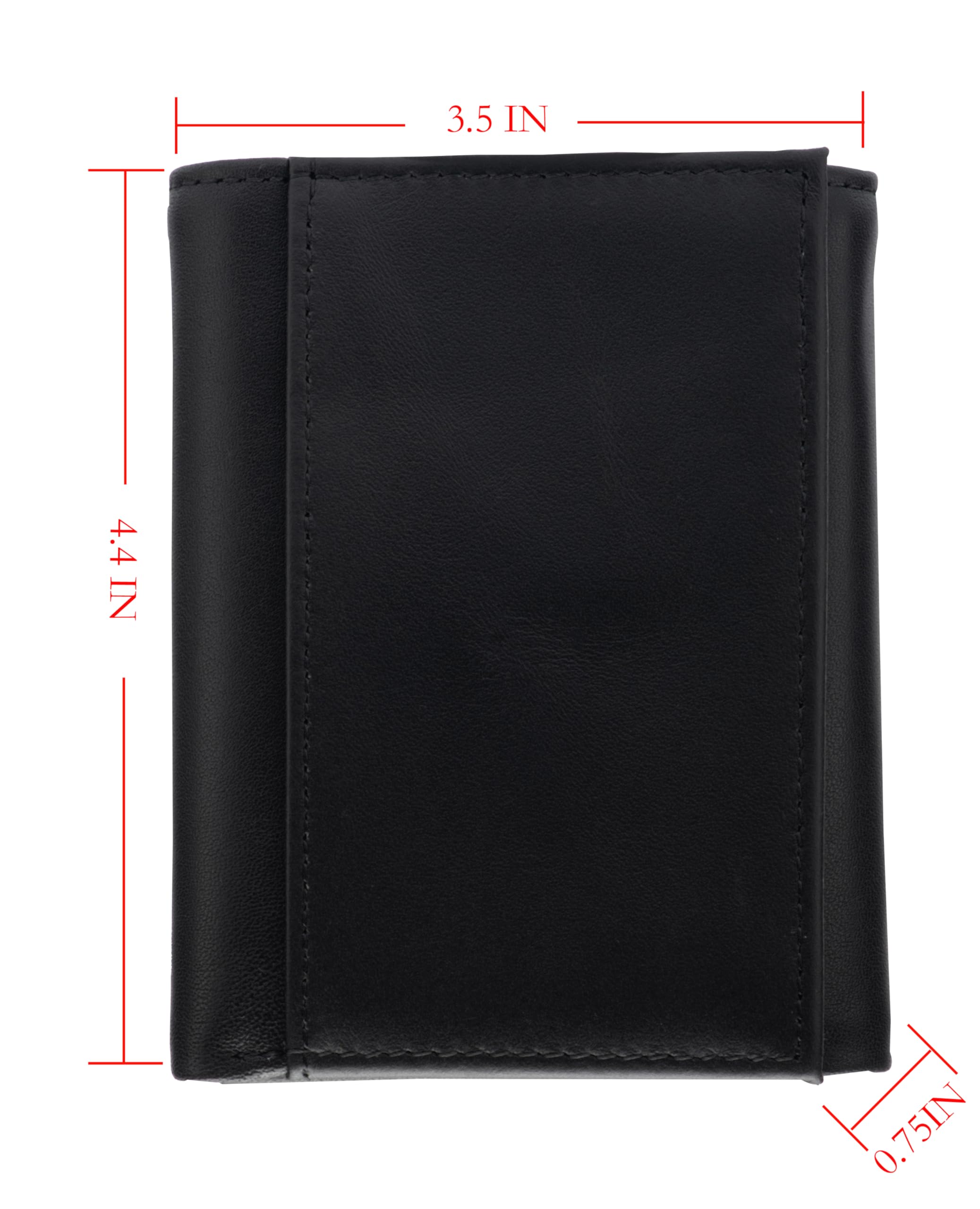Men's RFID Blocking Genuine Leather Trifold Wallet with 3 ID Windows - Black - Perfect for Everyday Use, Travel, and Business