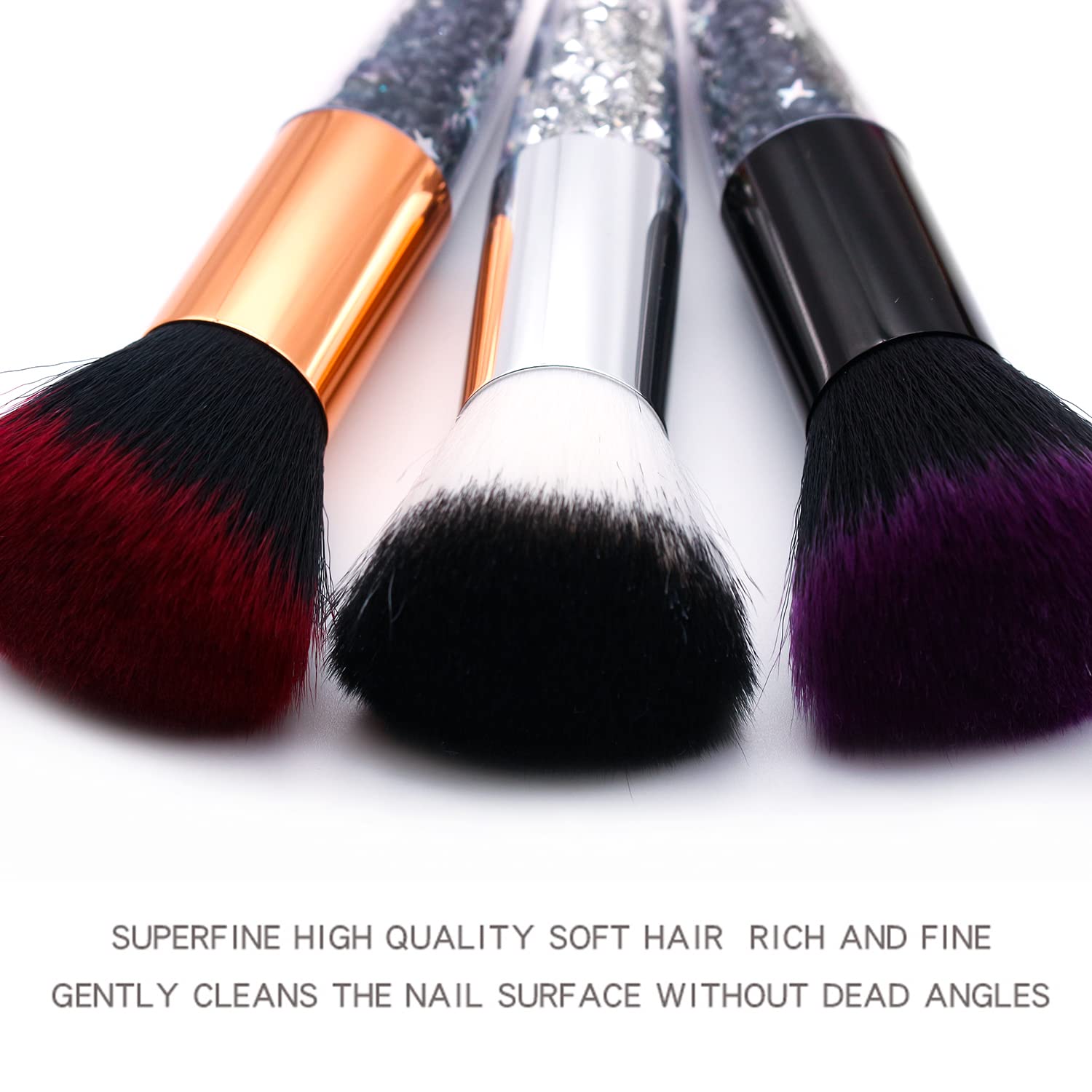 3Pcs Soft Nail Dust Brush Set - Acrylic Nail Art Powder Brush, Fluffy Blush Brush & Nail Duster for Professional Manicure, Cleaning Nail Tools - Perfect for Salon, Home Nail Care & DIY Nail Art