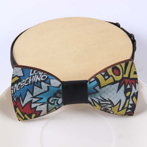 Wooden Bow Tie - Handcrafted Comic Design for Men - Perfect for Cosplay, Weddings & Formal Events