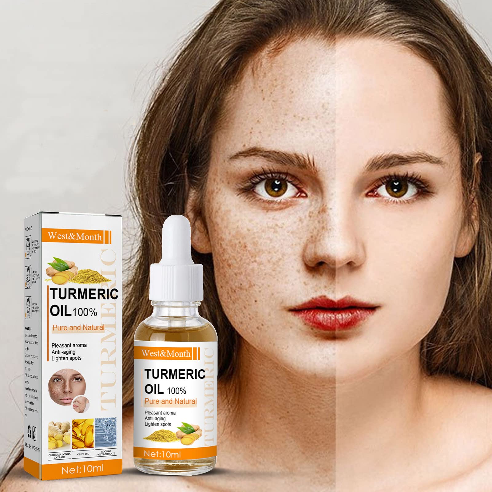 Turmeric Face Serum for Brightening & Dark Spot Correction - Natural Skin Whitening Repair Oil, Reduces Melasma & Hyperpigmentation - Hydrating & Moisturizing Formula for Glowing Skin (1Pc) - Perfect for Daily Skincare Routine & Nighttime Treatment