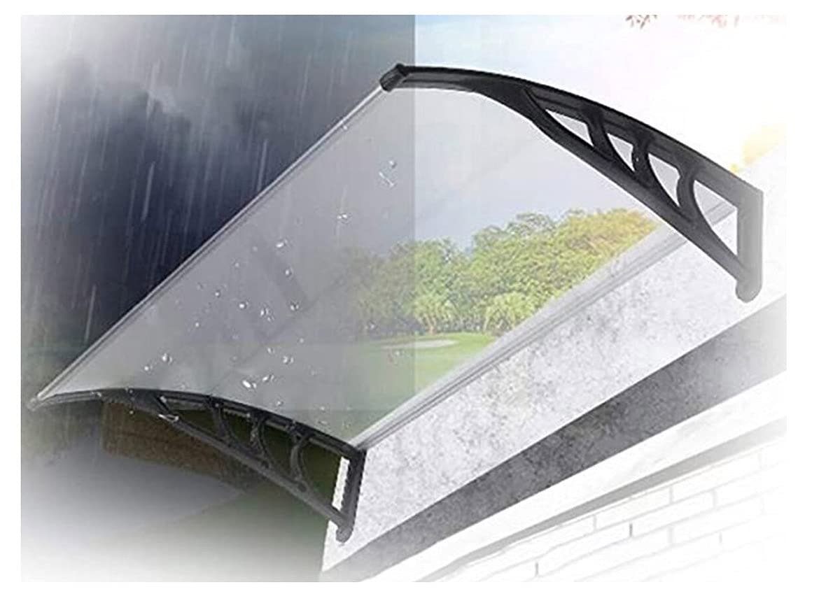 Clear Polycarbonate Door Canopy Awning 60x80cm - Waterproof Patio Cover, DIY Window Shelter with Low Noise Rain Protection for Home, Garden, and Outdoor Use
