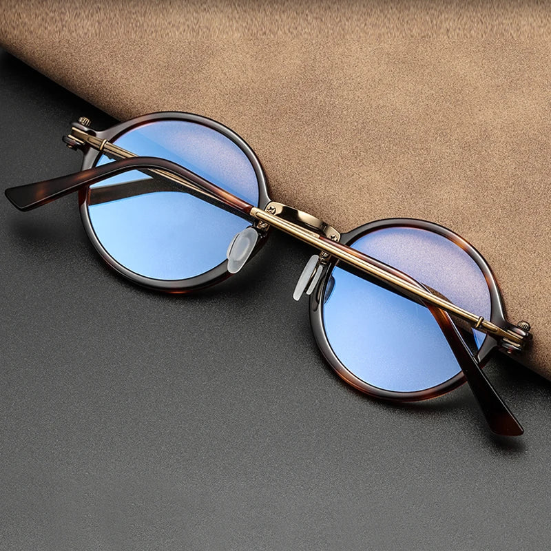 Stylish Black Unisex Full Rim Round Titanium Acetate Eyeglasses RT5866 - Perfect for Reading, Work & Everyday Fashion
