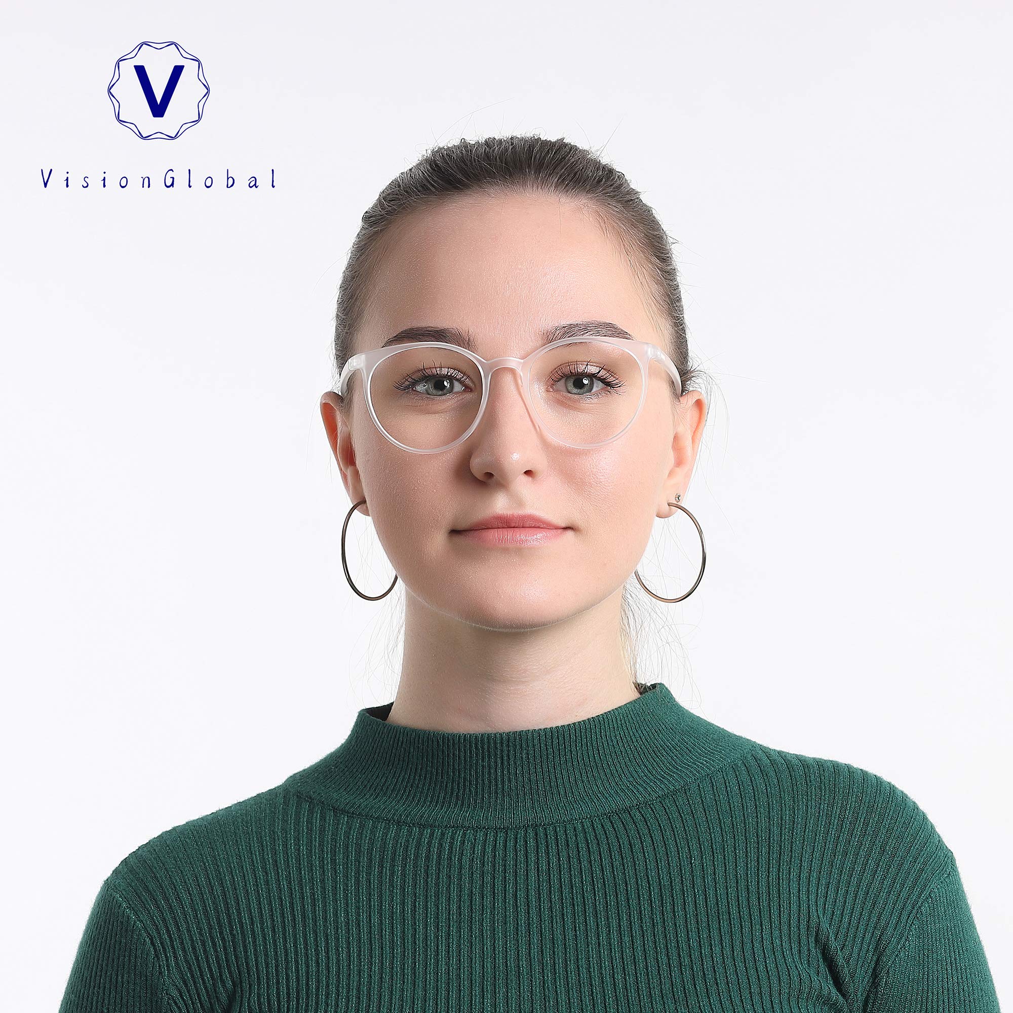 VisionGlobal Blue Light Blocking Glasses for Women & Men - Anti Eyestrain Computer Glasses with Stylish Oval Frame - Perfect for Screen Time, Gaming, Reading & Office Work