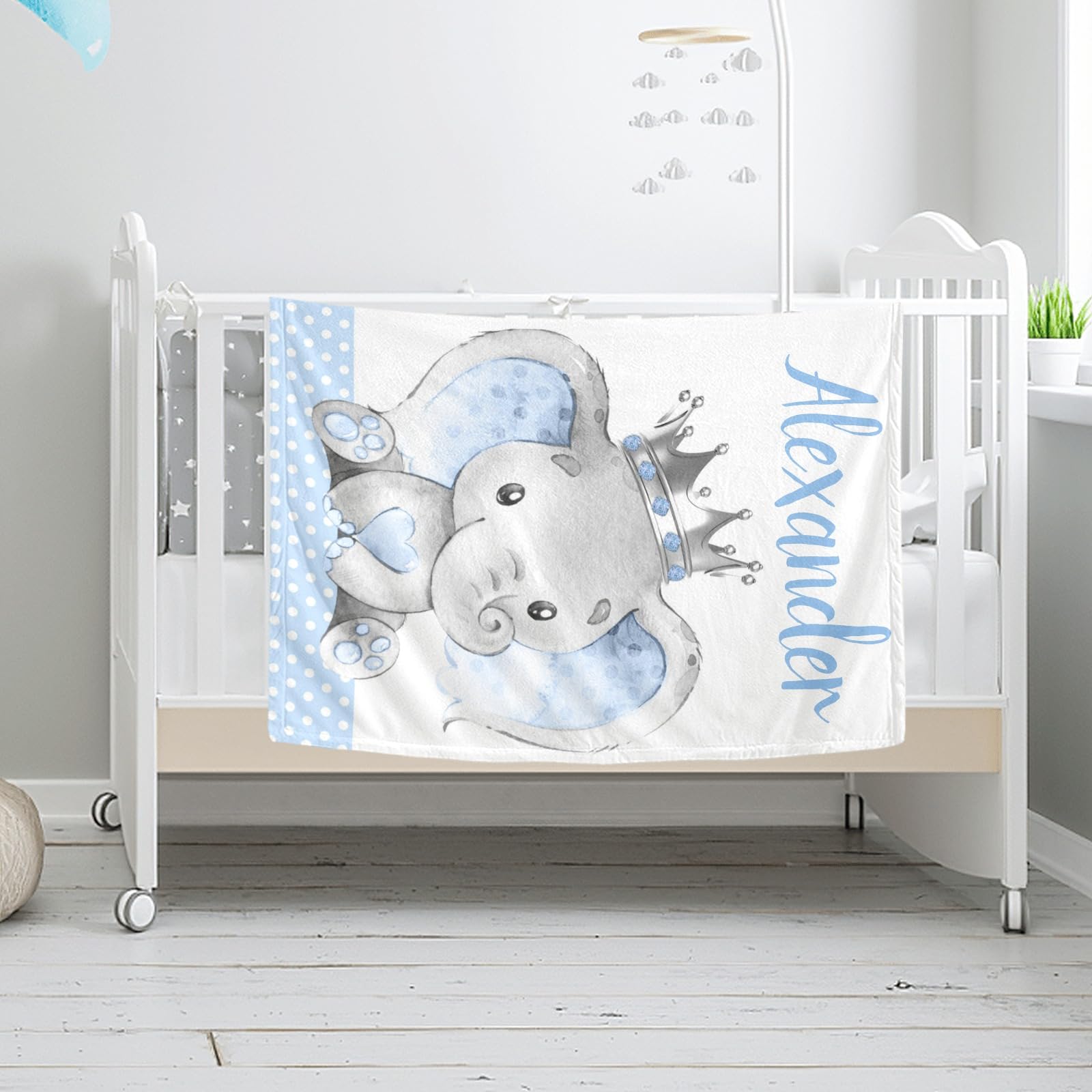 Personalized Baby Blanket with Name - Custom Elephant Design Super Soft Blanket for Newborn Boys & Girls - Perfect Baby Shower Gift, Nursery Decor & Cozy Swaddle Blanket for Infants