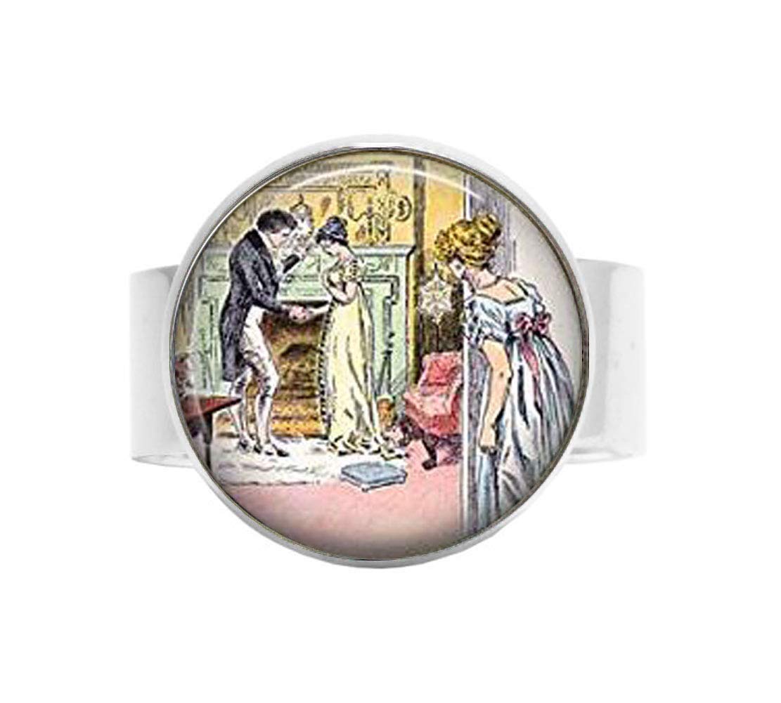 Vintage Jane Austen Pride and Prejudice Photo Ring - Classic Literary Jewelry for Book Lovers, Austen Fans & Romantic Gifts - Perfect for Weddings, Engagements & Special Occasions
