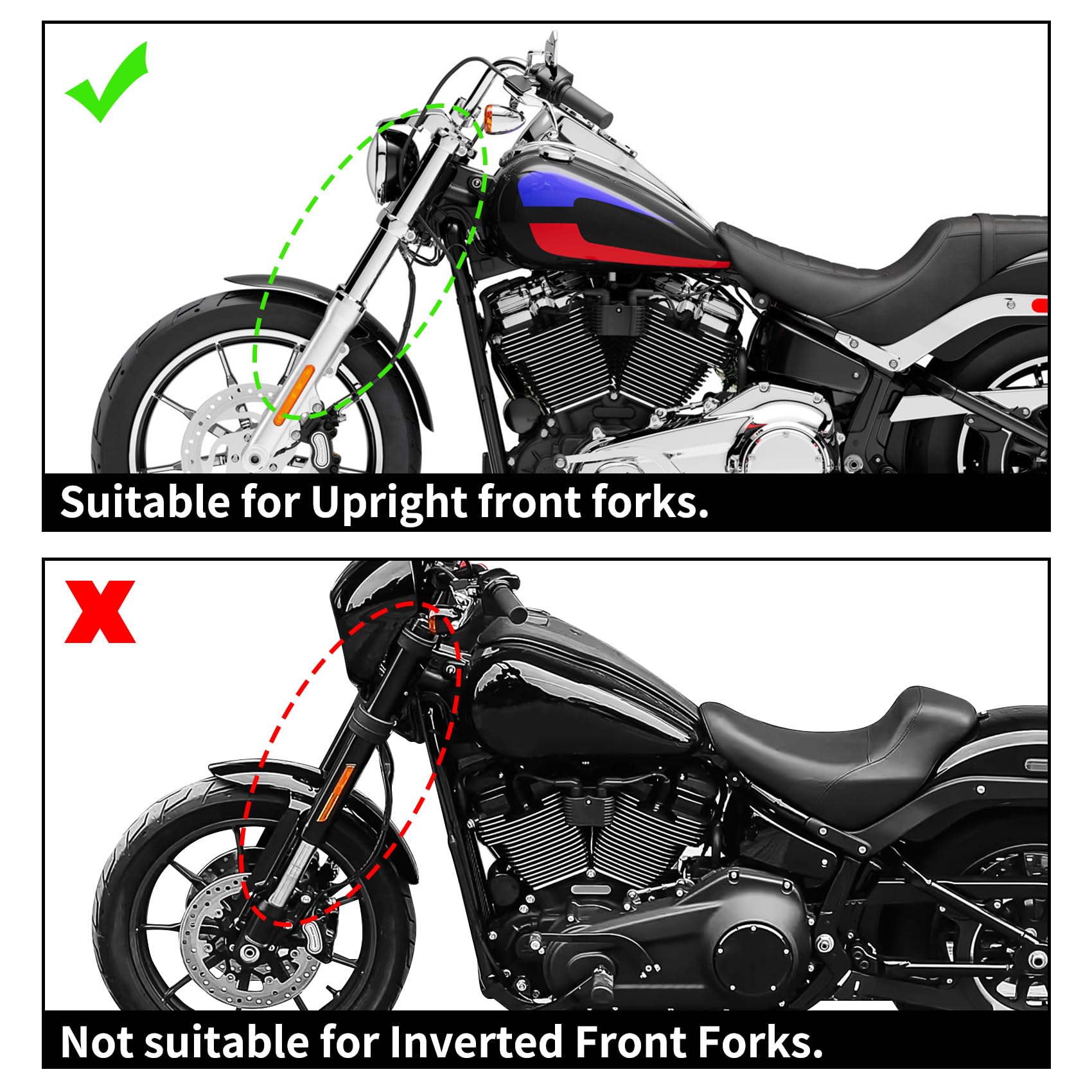 Harley Davidson ABS Front Headlight Fairing Windshield Bracket Mount Kit - Compatible with Softail Standard FXST (2020-2024), Low Rider S FXLRS (2020-2025), Street Bob 114 FXBBS (2021-2024) - Black & Green - Perfect for Custom Motorcycle Upgrades & Wind Protection