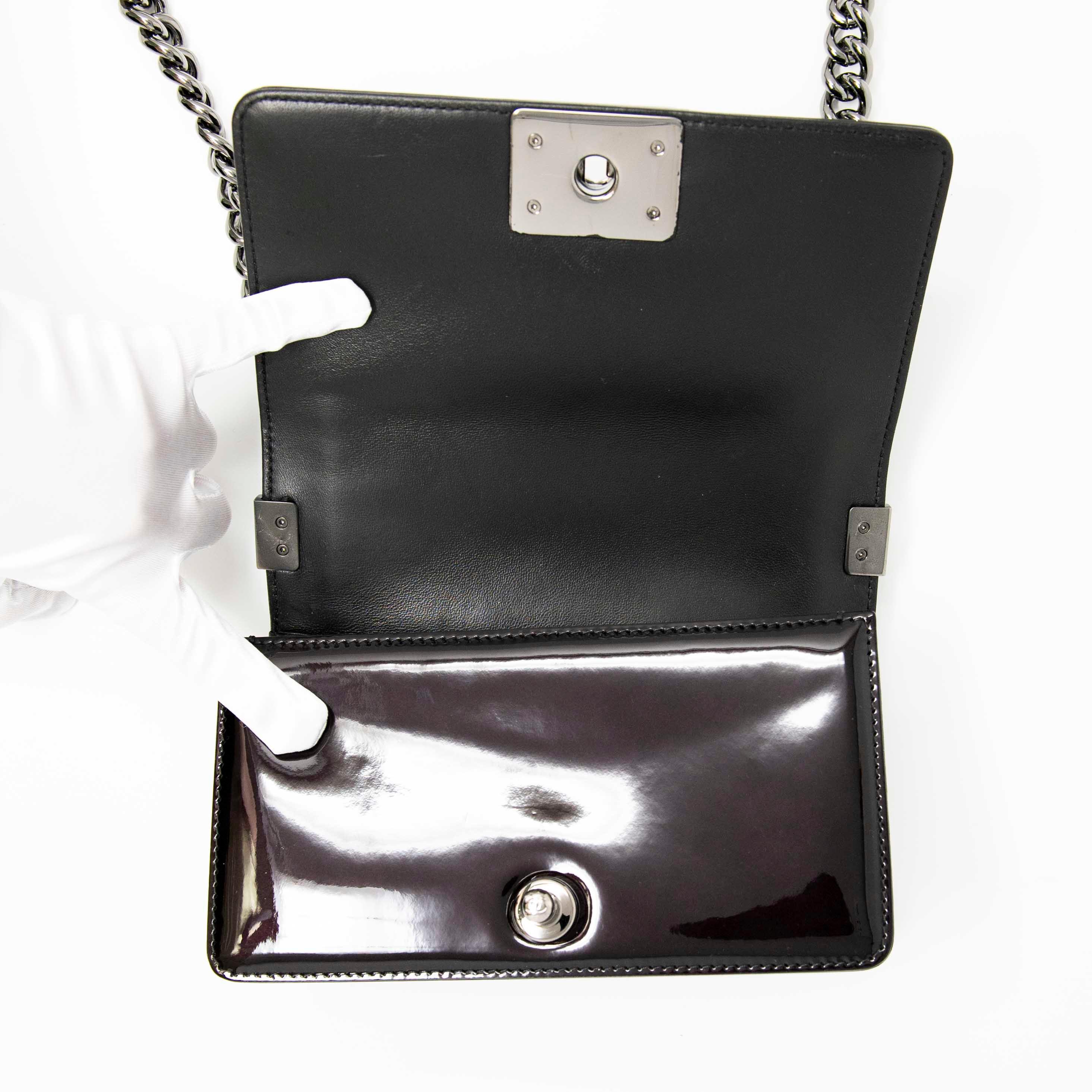 Chanel Black Patent Leather Small Boy Bag - Luxury Crossbody Handbag for Women, Perfect for Parties, Dates & Special Occasions