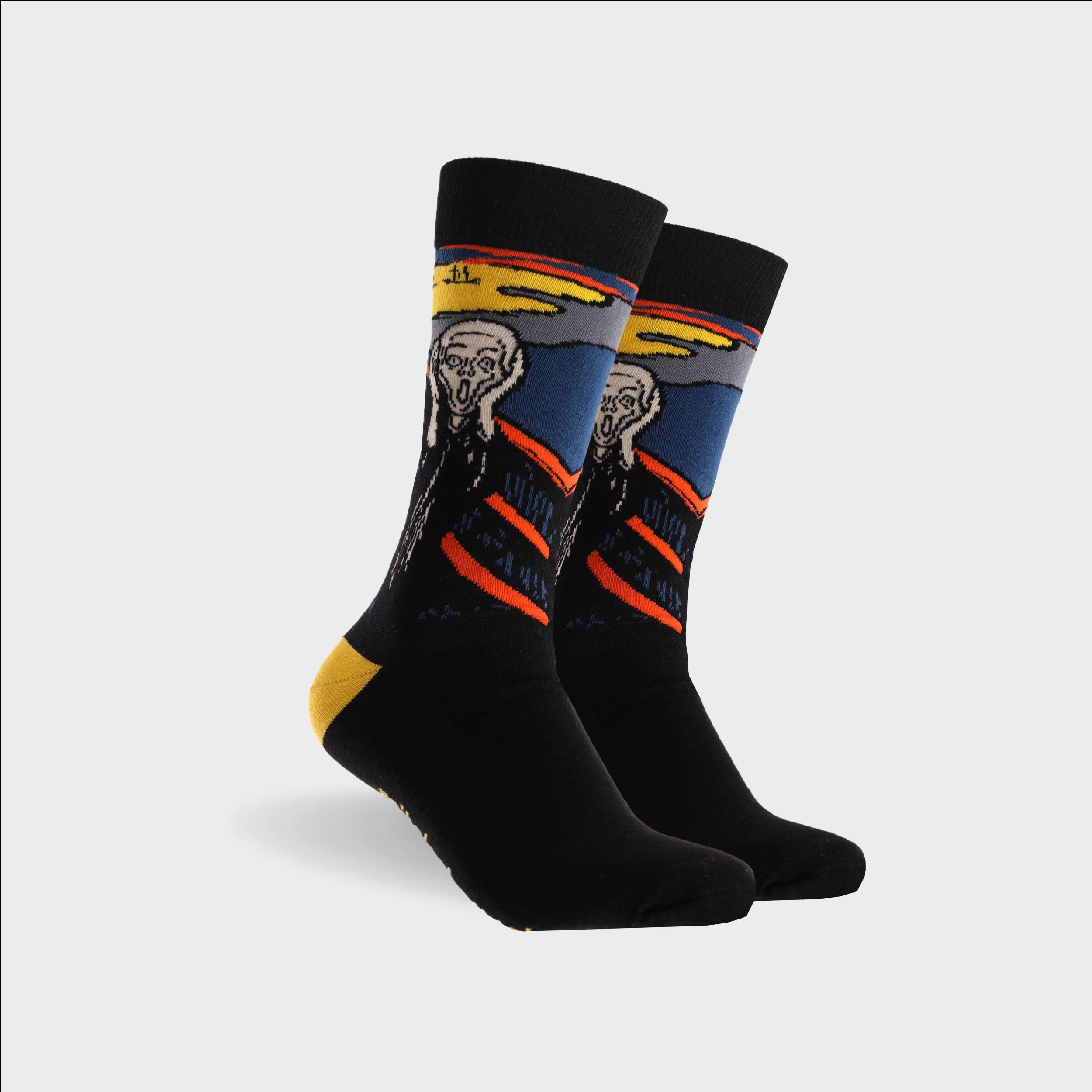 Men's Scream Art Cotton Crew Socks - Black | Comfortable Casual & Halloween Socks for Everyday Wear & Costume Parties