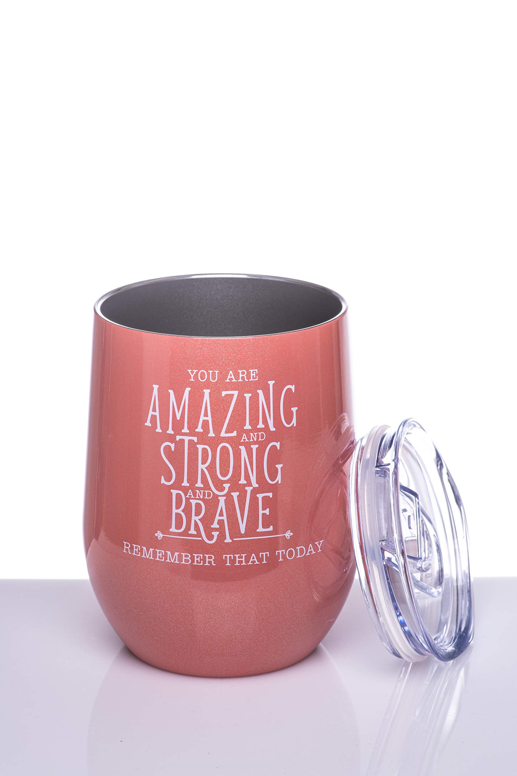 **DIVERSEBEE Insulated Wine Tumbler with Lid - Inspirational Thank You Gift for Women, Best Friend, Sister, Wife, Girlfriend, Coworker, Mom - Encouragement Birthday Wine Gift (Coral) - Perfect for Parties, Holidays & Everyday Use**