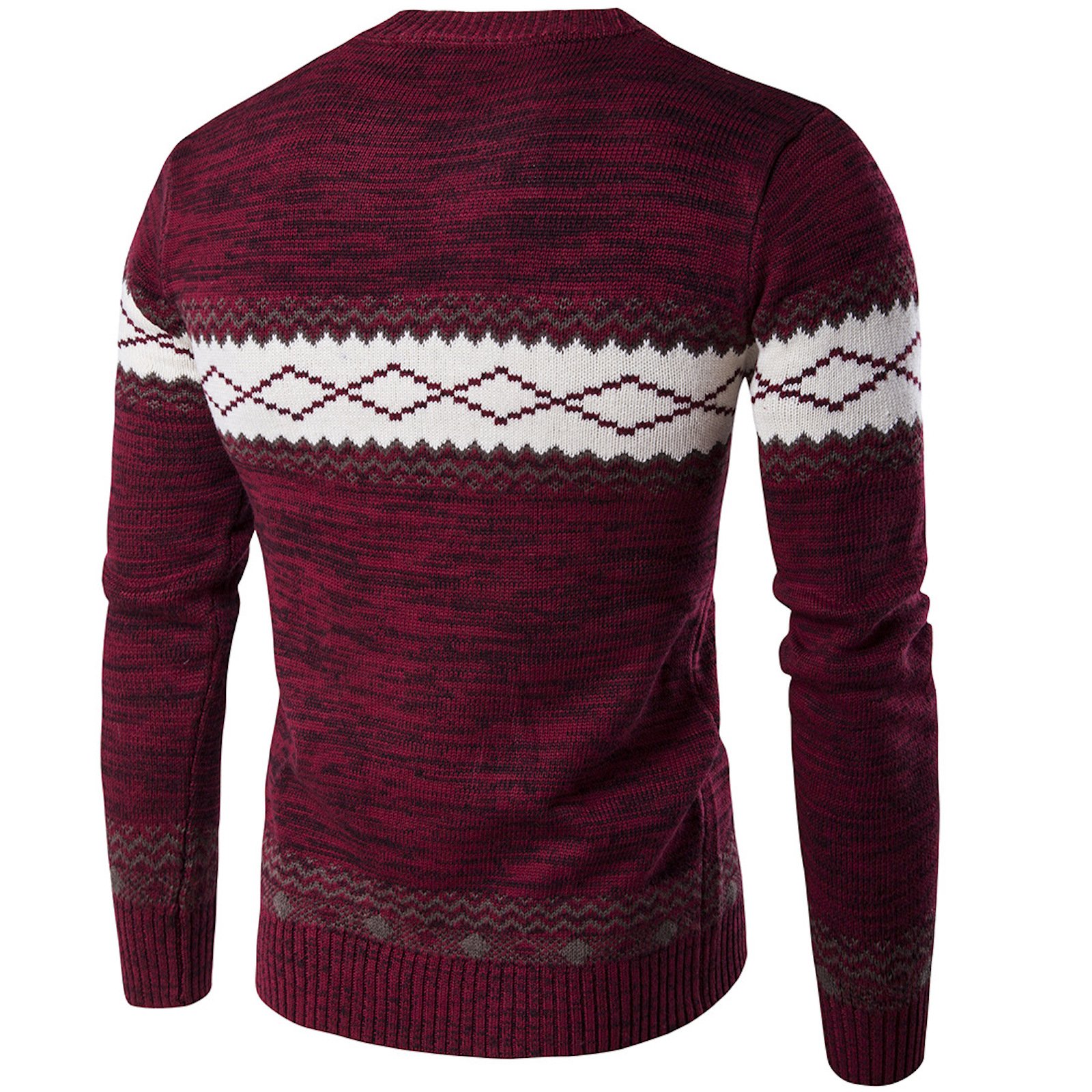 Elonglin Men's Aztec Pattern Knit Pullover Sweater - Long Sleeve Crewneck Jumper for Casual Wear & Winter Outfits