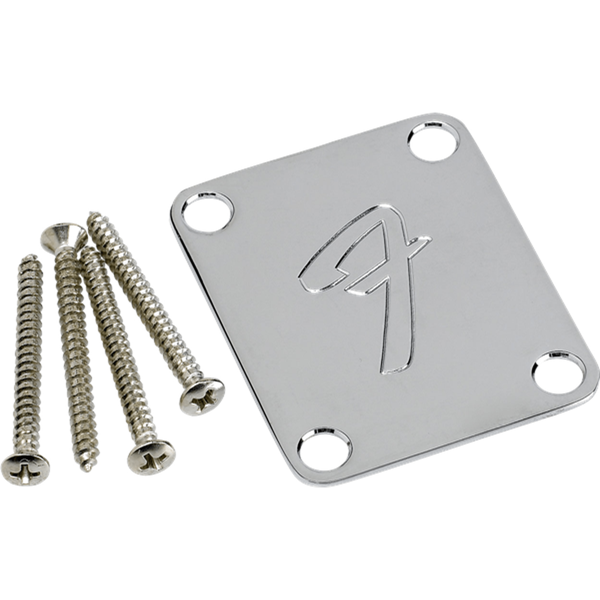 Fender 4 Bolt Vintage Style Chrome Neck Plate for Electric Guitar - Perfect Replacement for Stratocaster & Telecaster Models
