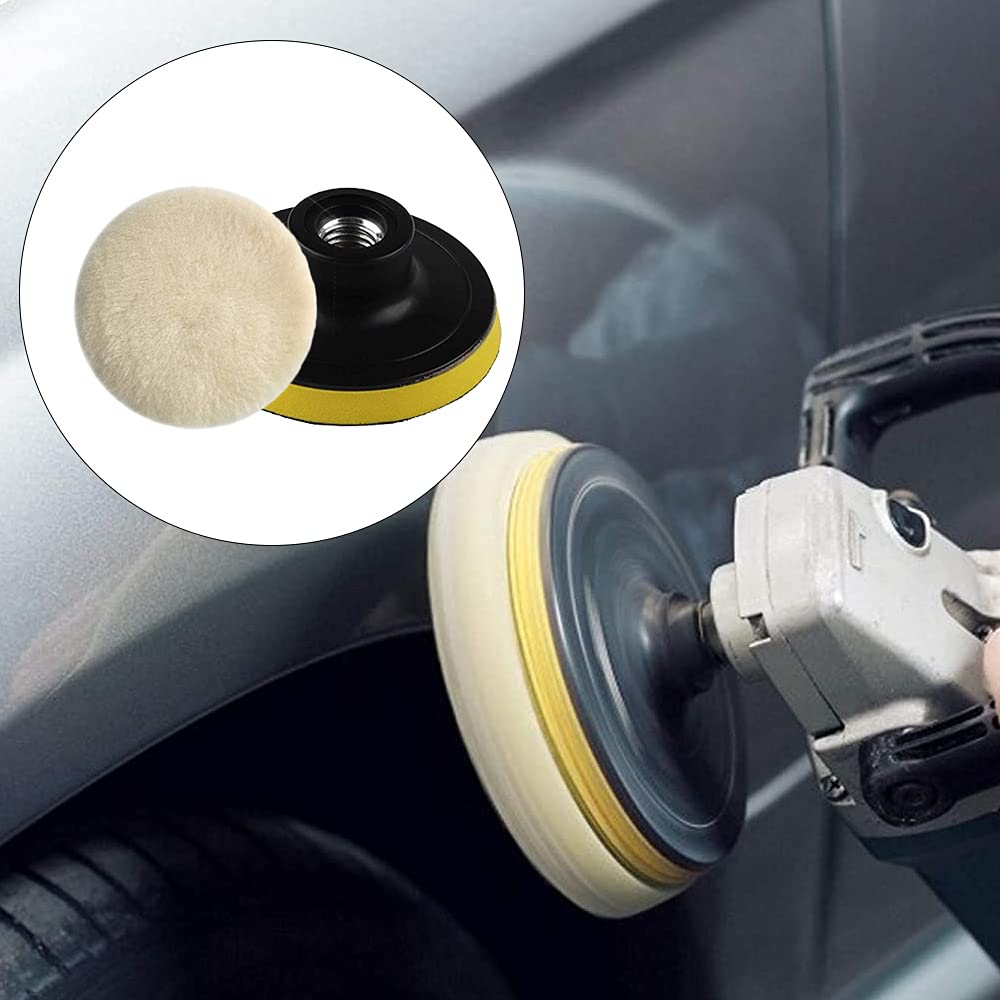 7-Piece Soft Wool Polishing Pads & Buffing Wheel Kit for Car Detailing - Perfect for Waxing, Polishing Bonnets, and Restoring Vehicle Shine