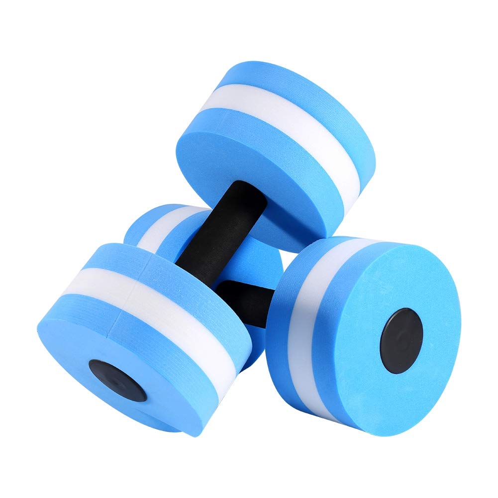 Aquatic Exercise Dumbbells, EVA Swimming Pool Fitness Barbells for Water Aerobics, Set of 2, Blue - Perfect for Pool Workouts and Aqua Fitness Training