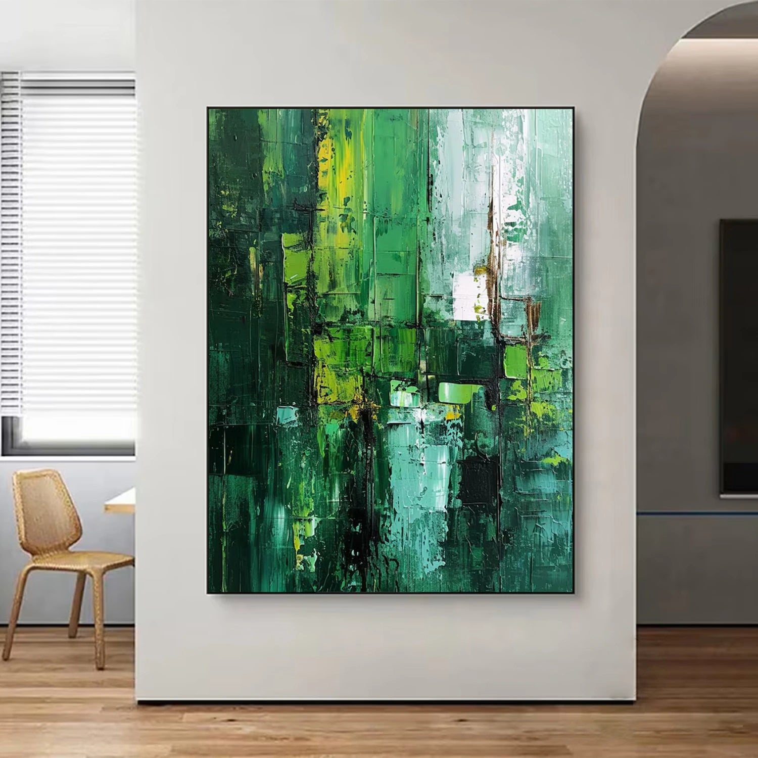 Blue & Green Abstract Wall Art Painting #BG102 - Modern Canvas Print for Living Room, Bedroom & Office Decor