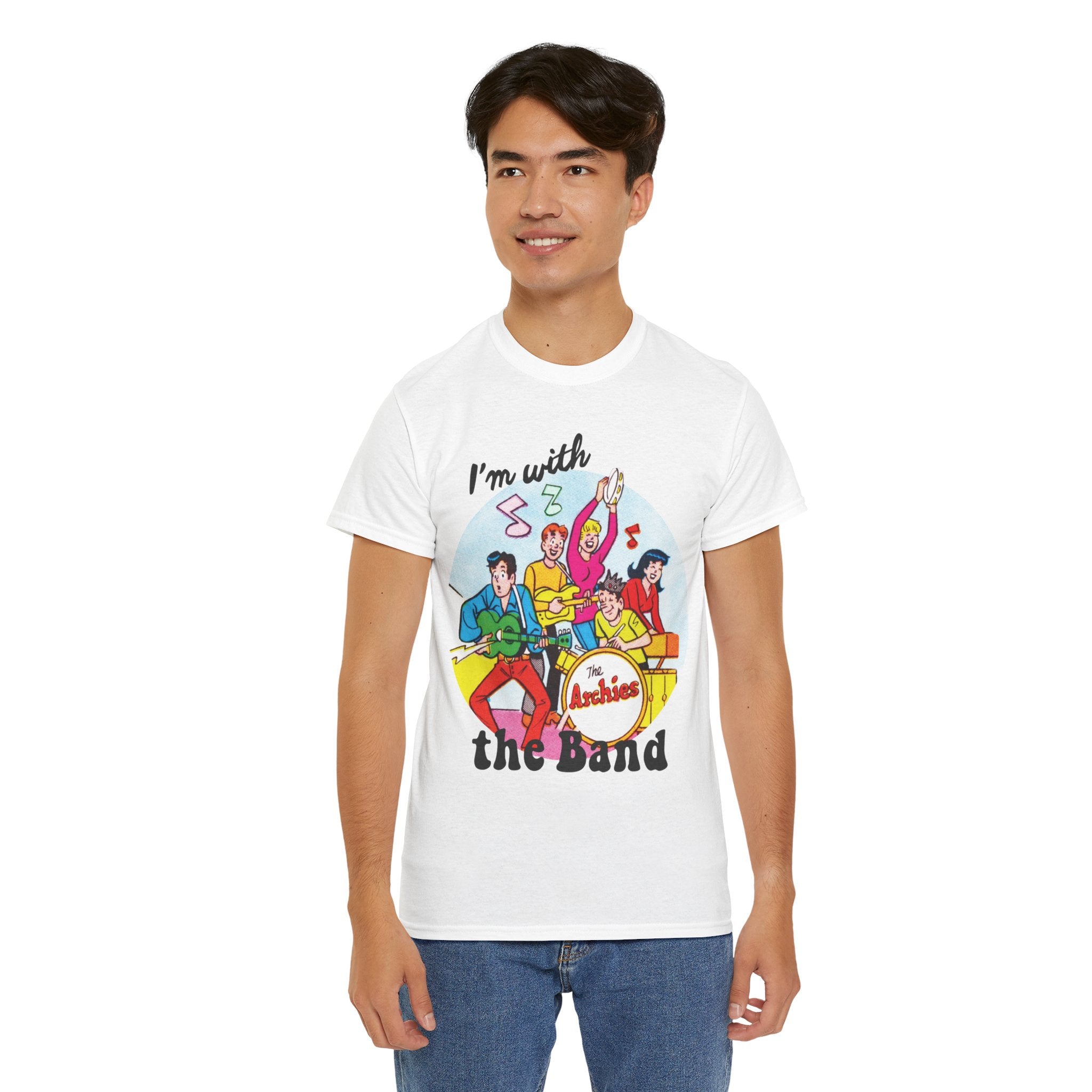 The Archies 'I'm With The Band' Graphic T-Shirt - Unisex Heavy Cotton Tee Featuring Archie Comics Characters | Perfect for Concerts, Comic Con & Retro Fashion
