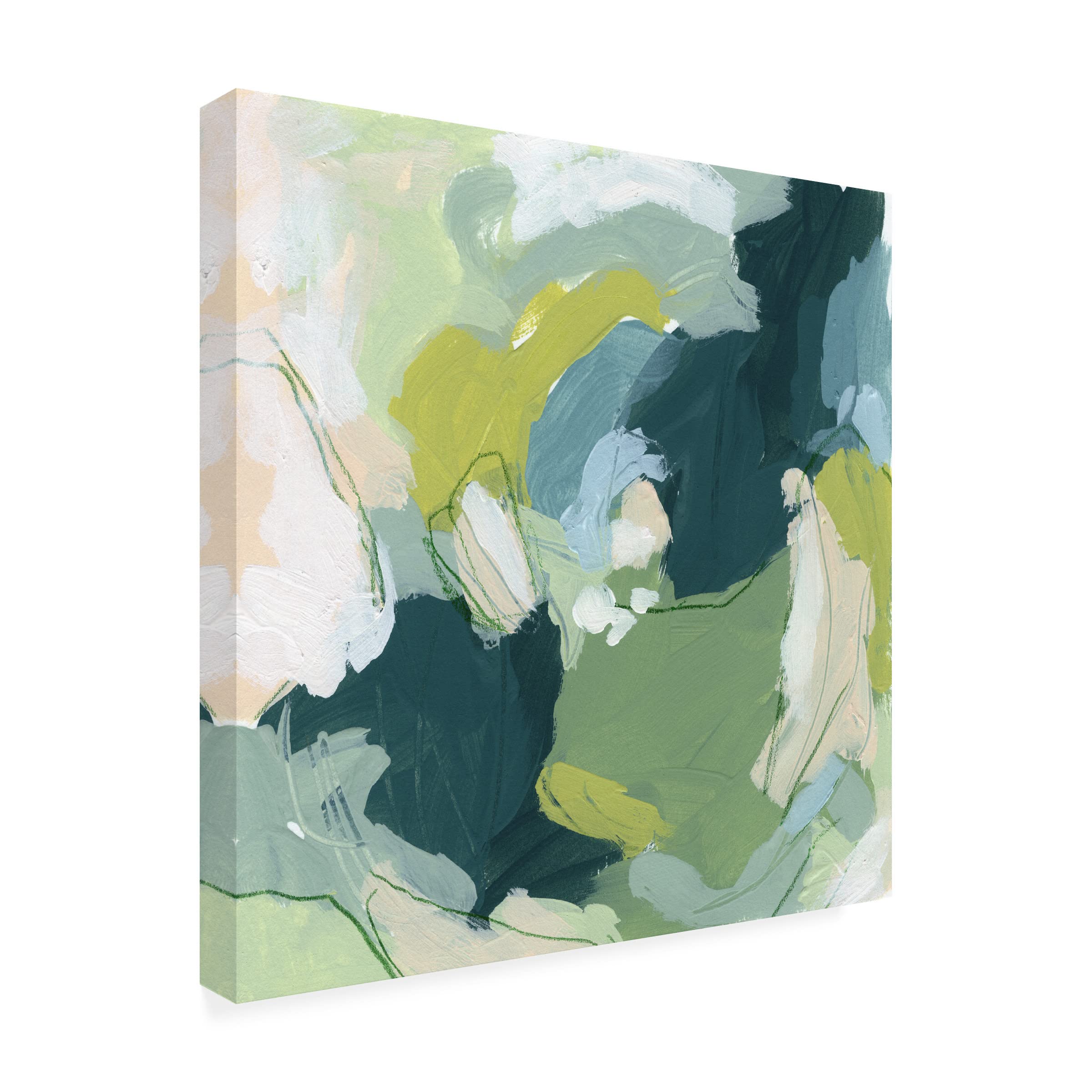 Trademark Fine Art 'Emerald Storm II' Canvas Wall Art by June Erica Vess - Modern Abstract Painting for Living Room, Bedroom & Office Decor