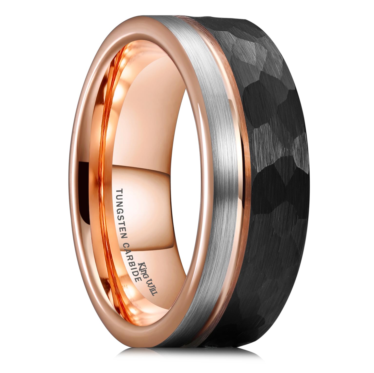 King Will LOOP Men's & Women's Tungsten Carbide Wedding Band Ring - 6mm/8mm Comfort Fit in Black, Silver, Blue & Brushed Gold - Durable & Scratch-Resistant for Everyday Wear, Anniversary Gifts & Couple Rings