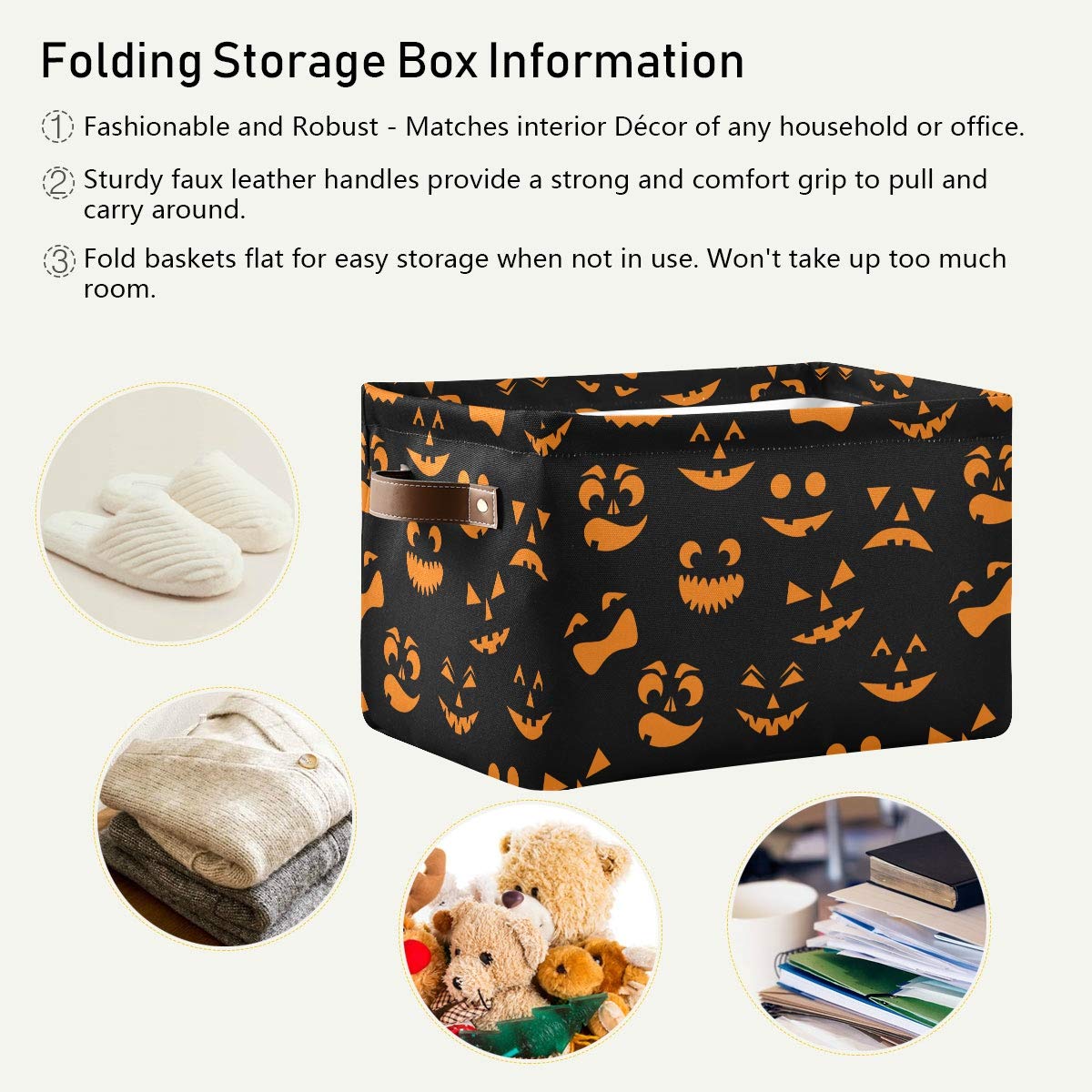 2PCS Halloween Storage Baskets - Large Foldable Collapsible Storage Bins for Home Organization, Closet, Laundry, Toys & Seasonal Decor