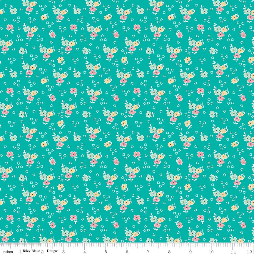 Lori Holt Farm Girl Vintage VIVID FLOWER Fabric by the Yard - Premium Cotton Quilting Material for DIY Crafts, Home Decor & Sewing Projects