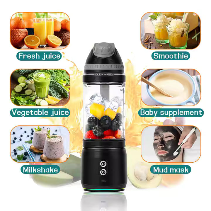 Milex On the Go Blender Pro - Portable Personal Smoothie Maker for Fruits, Vegetables & Protein Shakes - Perfect for Gym, Office & Travel - USB Rechargeable & BPA Free