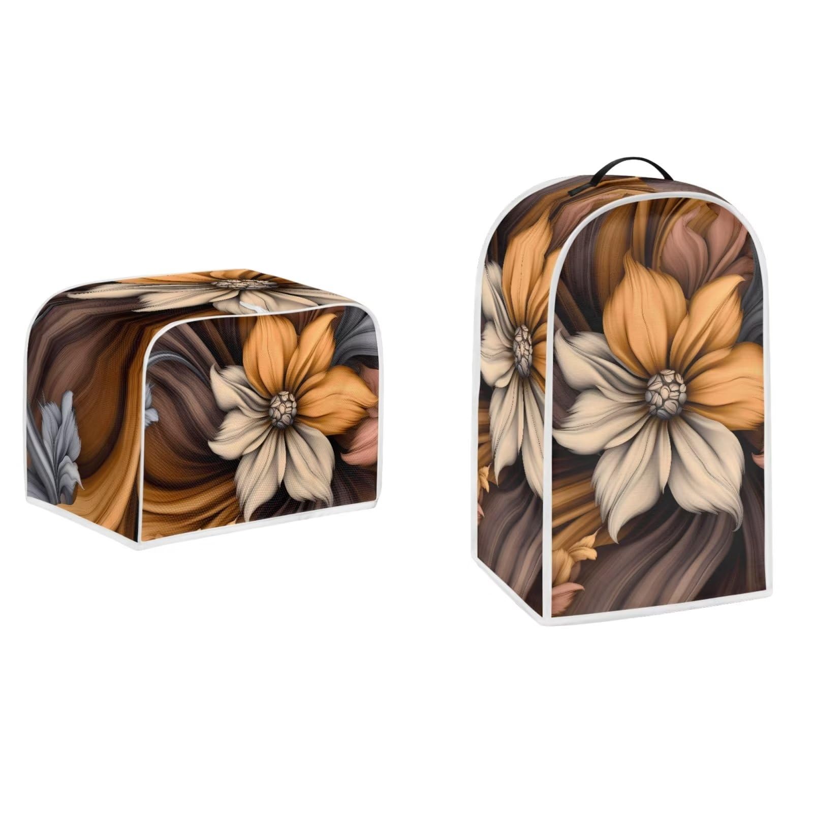 Vintage Floral Appliance Covers Set - Washable Kitchen Blender, Bread Maker & 4-Slice Toaster Dust Covers - Cute Floral Pattern Kitchen Accessories for Countertop Protection & Home Decor