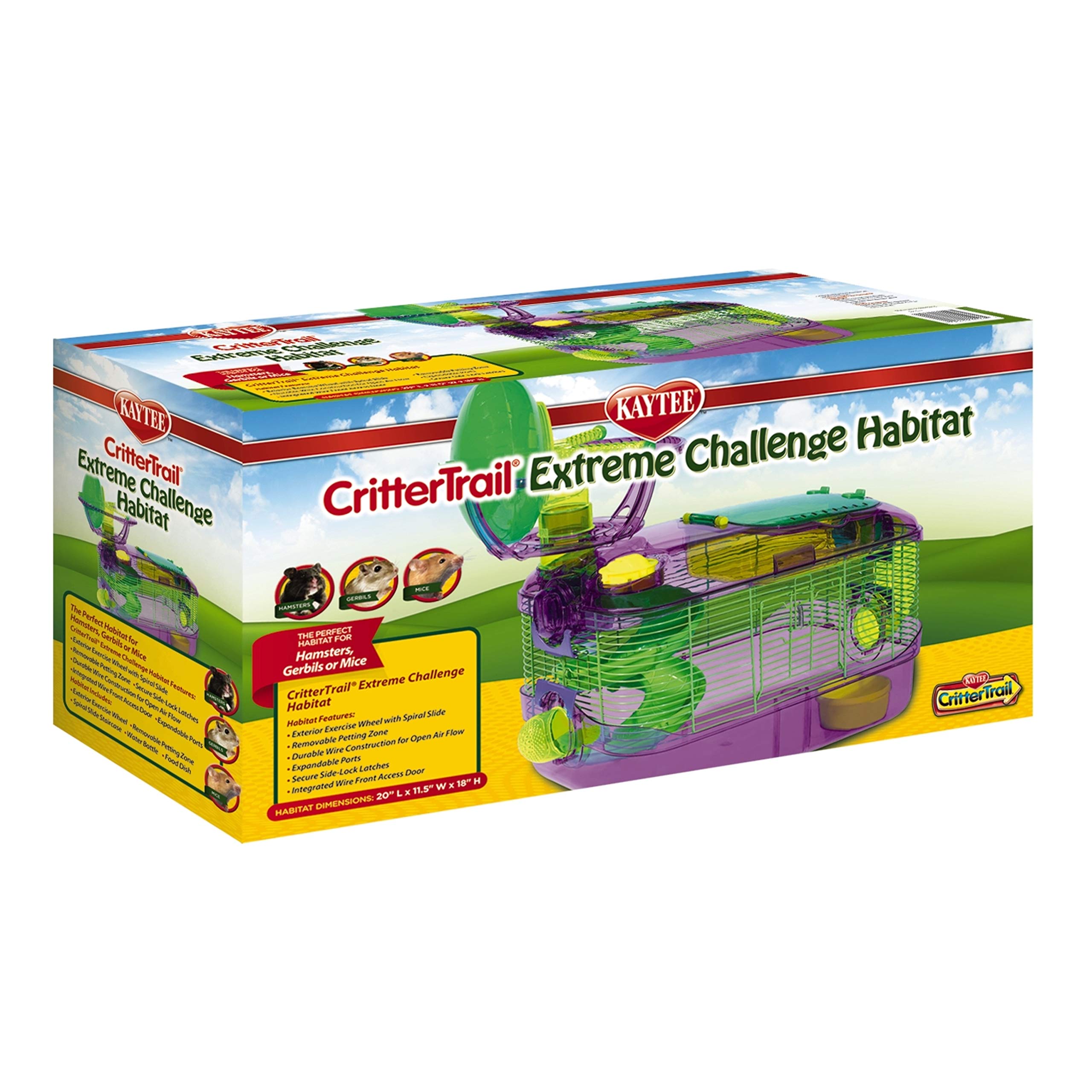 Kaytee CritterTrail X Extreme Challenge Hamster Cage - Expandable Small Animal Habitat with Tubes & Accessories for Dwarf Hamsters, Gerbils, Mice - Fun Exercise & Play Space for Pet Rodents
