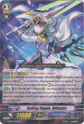 Cardfight!! Vanguard TCG - Rolling Ripple, Miltiadis (G-CB02/013EN) - G Clan Booster 2: Commander of the Incessant Waves | Collectible Trading Card Game for Anime Fans & Competitive Players | Perfect for Deck Building & Tournaments
