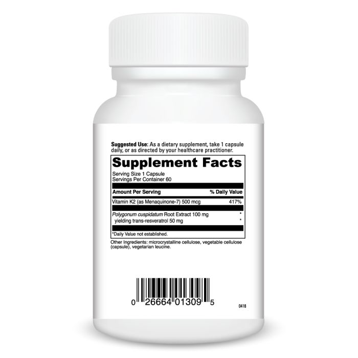 Davinci Labs Vitamin K2 + Resveratrol Supplement - Supports Heart & Bone Health - Antioxidant Formula for Cardiovascular Wellness - Perfect for Daily Nutrition & Anti-Aging Routine