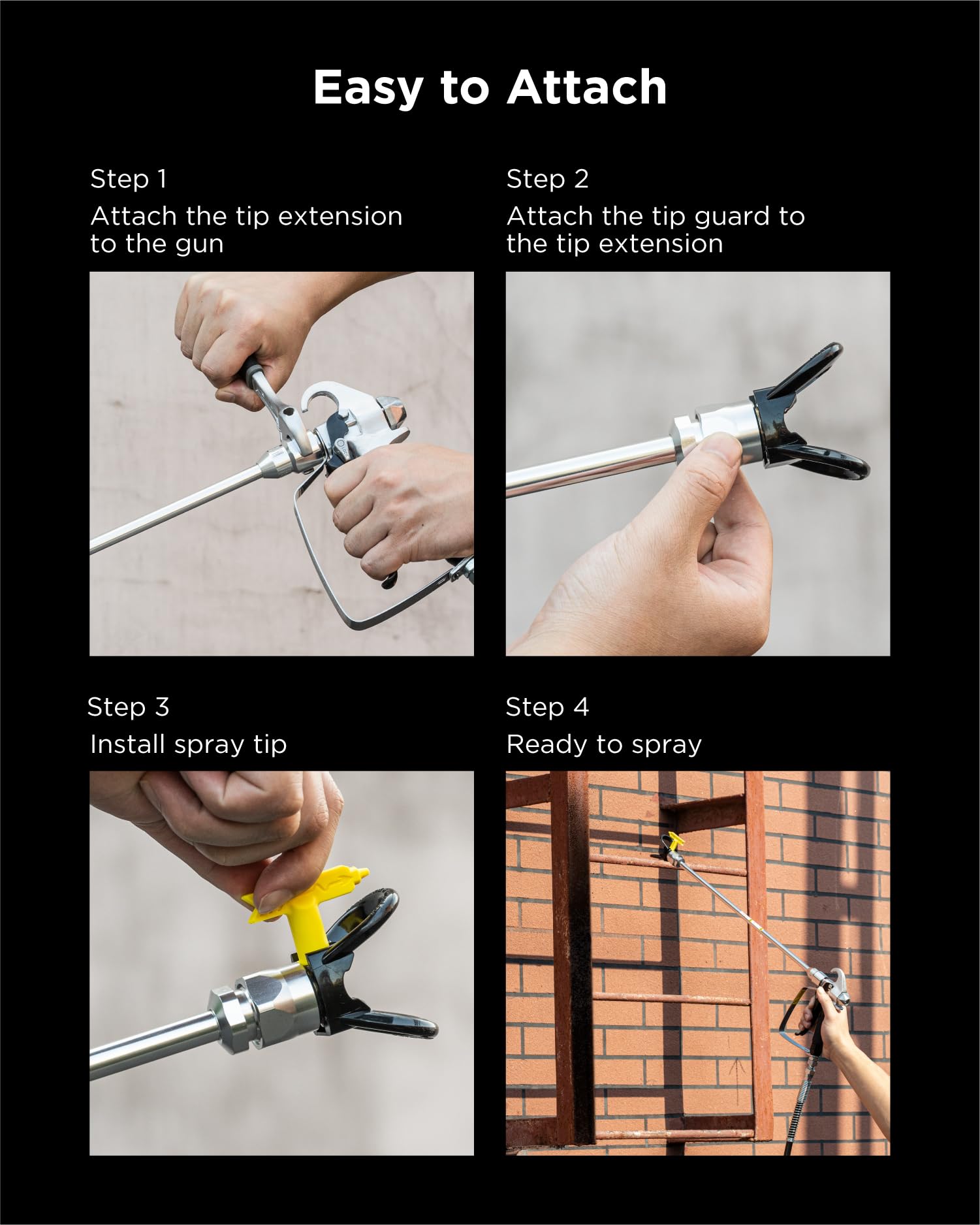 InoKraft 40 Inch (100cm) Airless Sprayer Tip Extension Rod - Universal Replacement for Airless Paint Spray Guns - Durable Silver Extension Pole for Professional Painting & DIY Projects - Perfect for Walls, Ceilings & Hard-to-Reach Areas