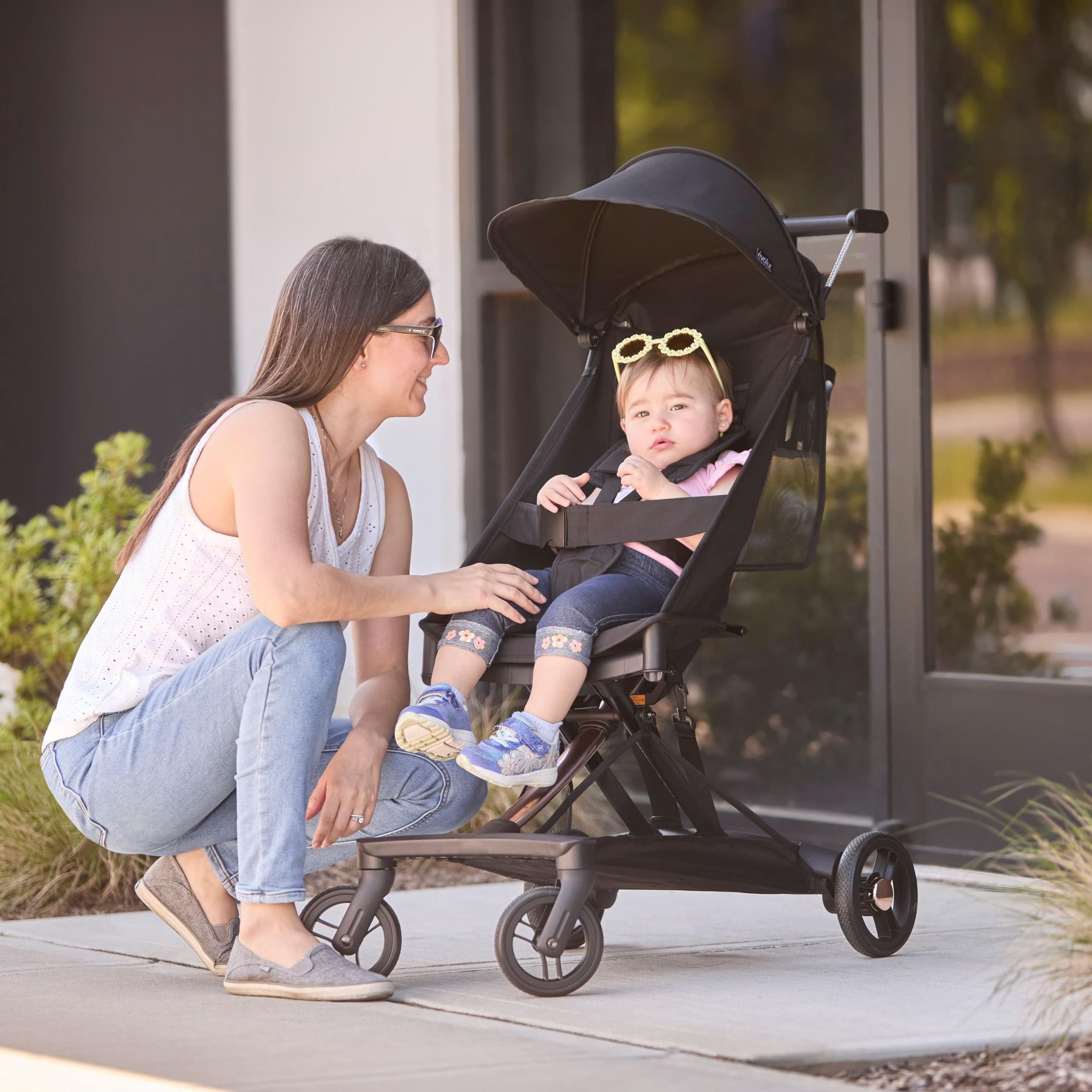 Evolur Roamer Ultra Lightweight Umbrella Stroller - Gold Black Compact Travel Stroller with One-Hand Fold, 5-Point Safety Harness, Adjustable Canopy & Lightweight Aluminum Frame | Perfect for Air Travel, Shopping & Daily Walks with Baby