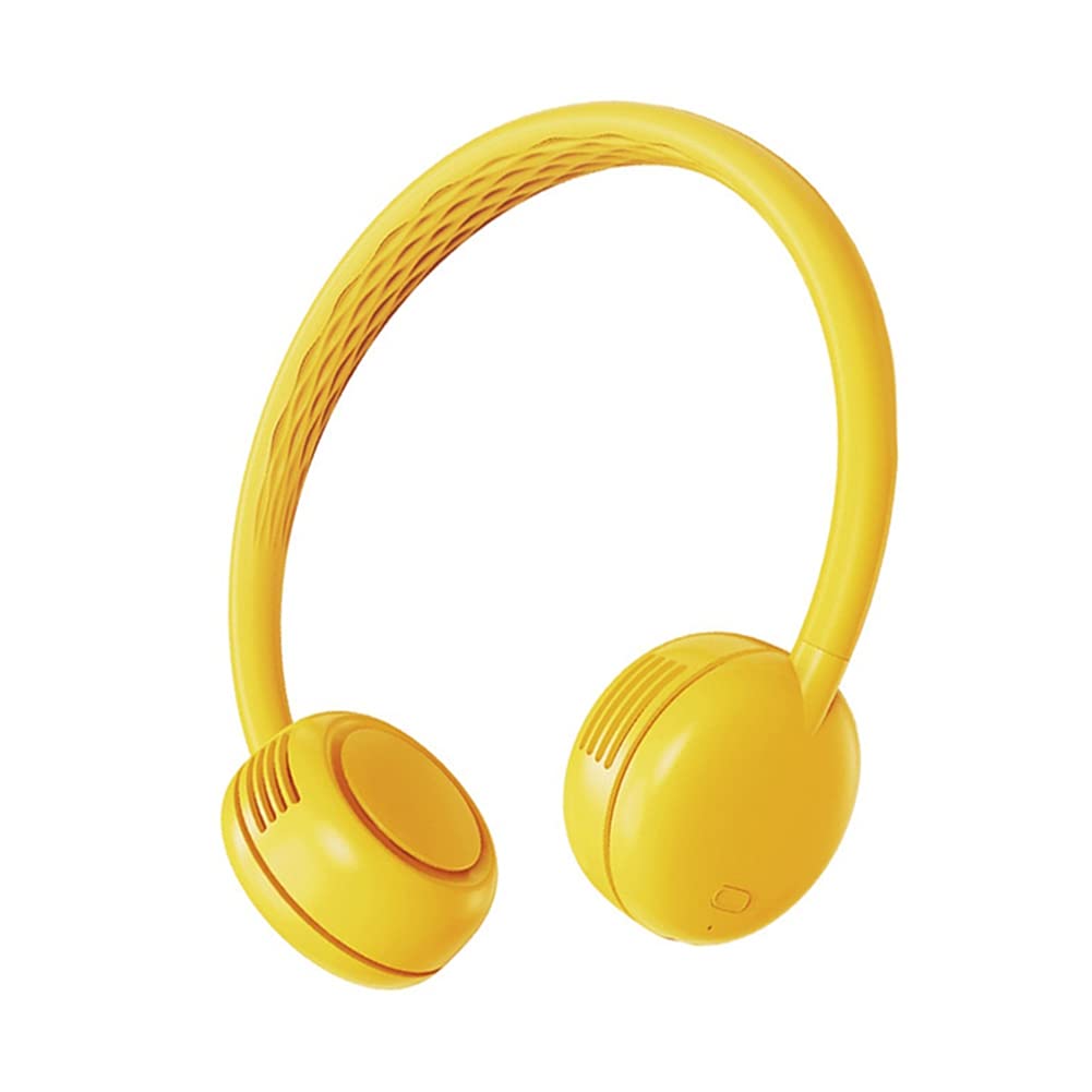 Acrosser Rechargeable Neck Fan - Portable Personal Cooling Fan with Stylish Headphone Design, USB Charging, 3 Speeds - Perfect for Outdoor, Gym, Travel & Office Use (Yellow)
