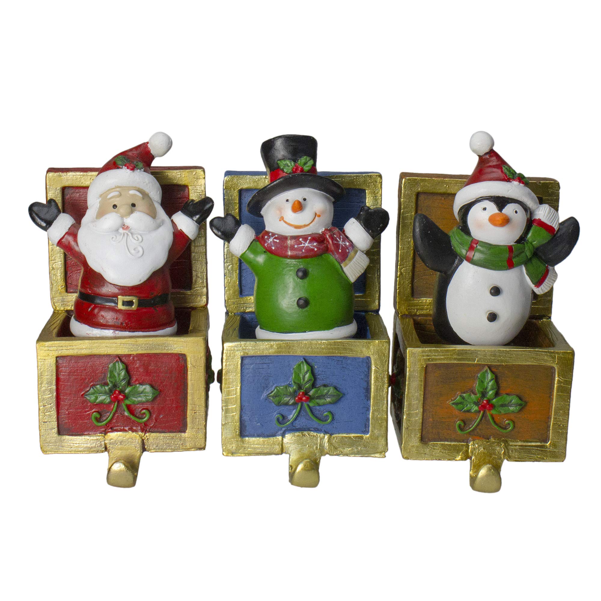 Northlight Santa Snowman and Penguin Christmas Stocking Holders Set of 3 - 6