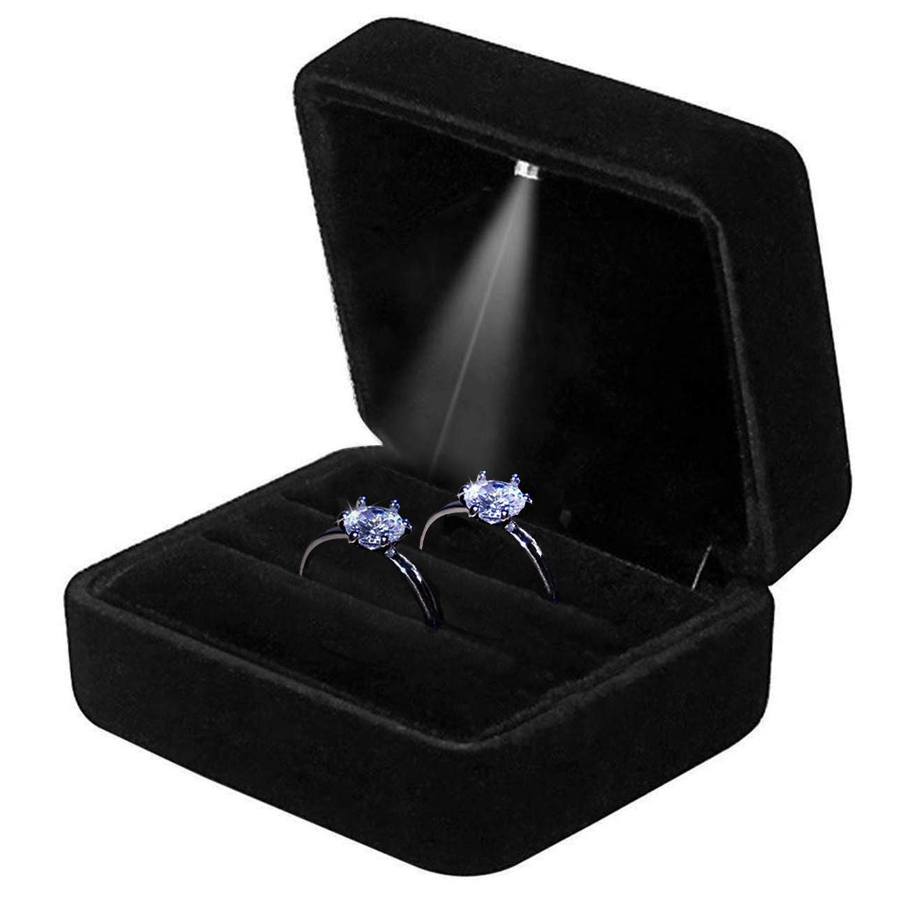 GBYAN Velvet Ring Box for Wedding & Engagement - Double Slot Jewelry Storage Box for Couples | Perfect for Proposal, Ceremony & Anniversary Gifts