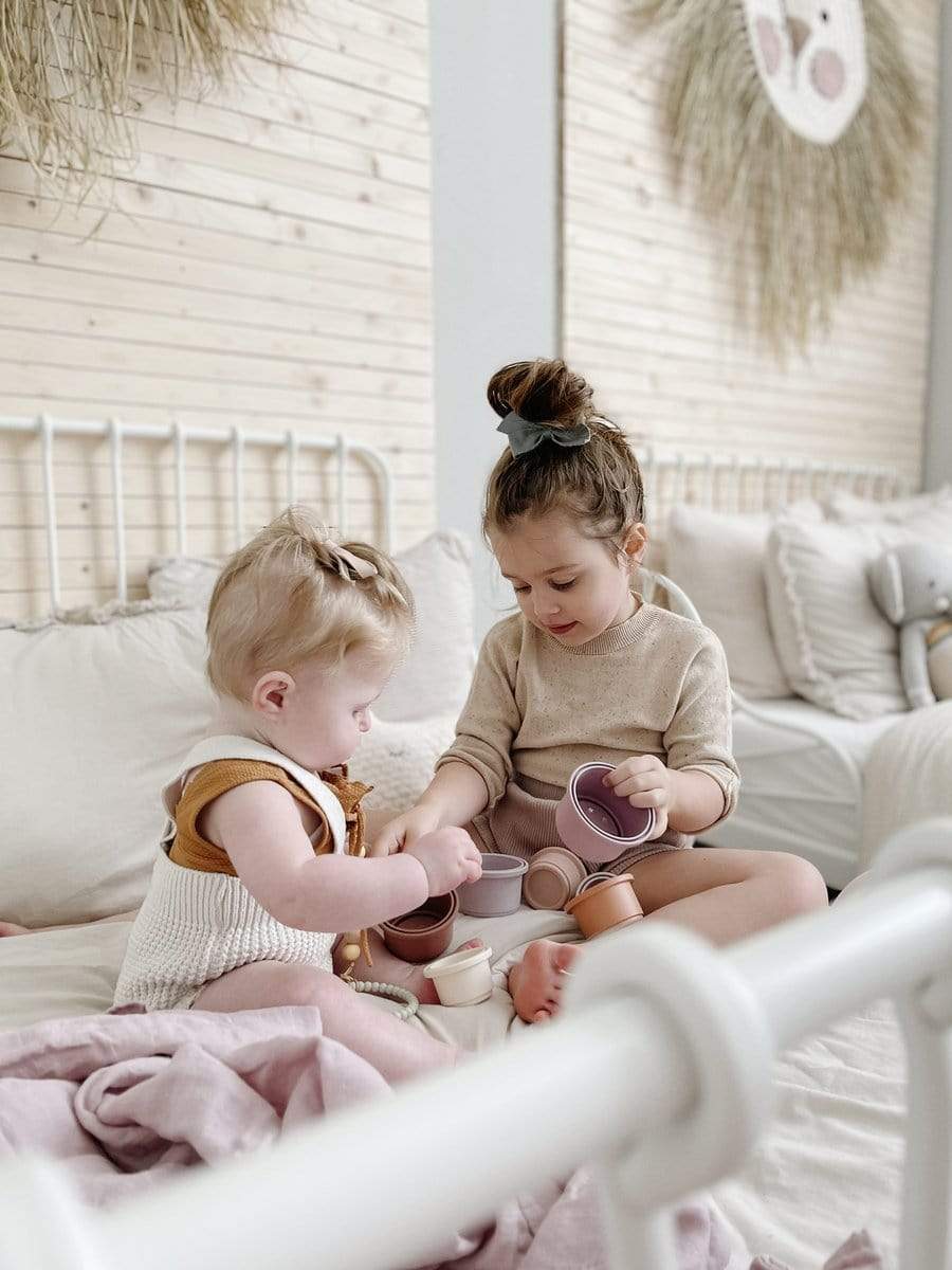 Mushie Stacking Cups Toy for Toddlers - Colorful Baby Learning & Educational Stacking Cups Set - Perfect for Bath Time, Beach Play & Early Childhood Development