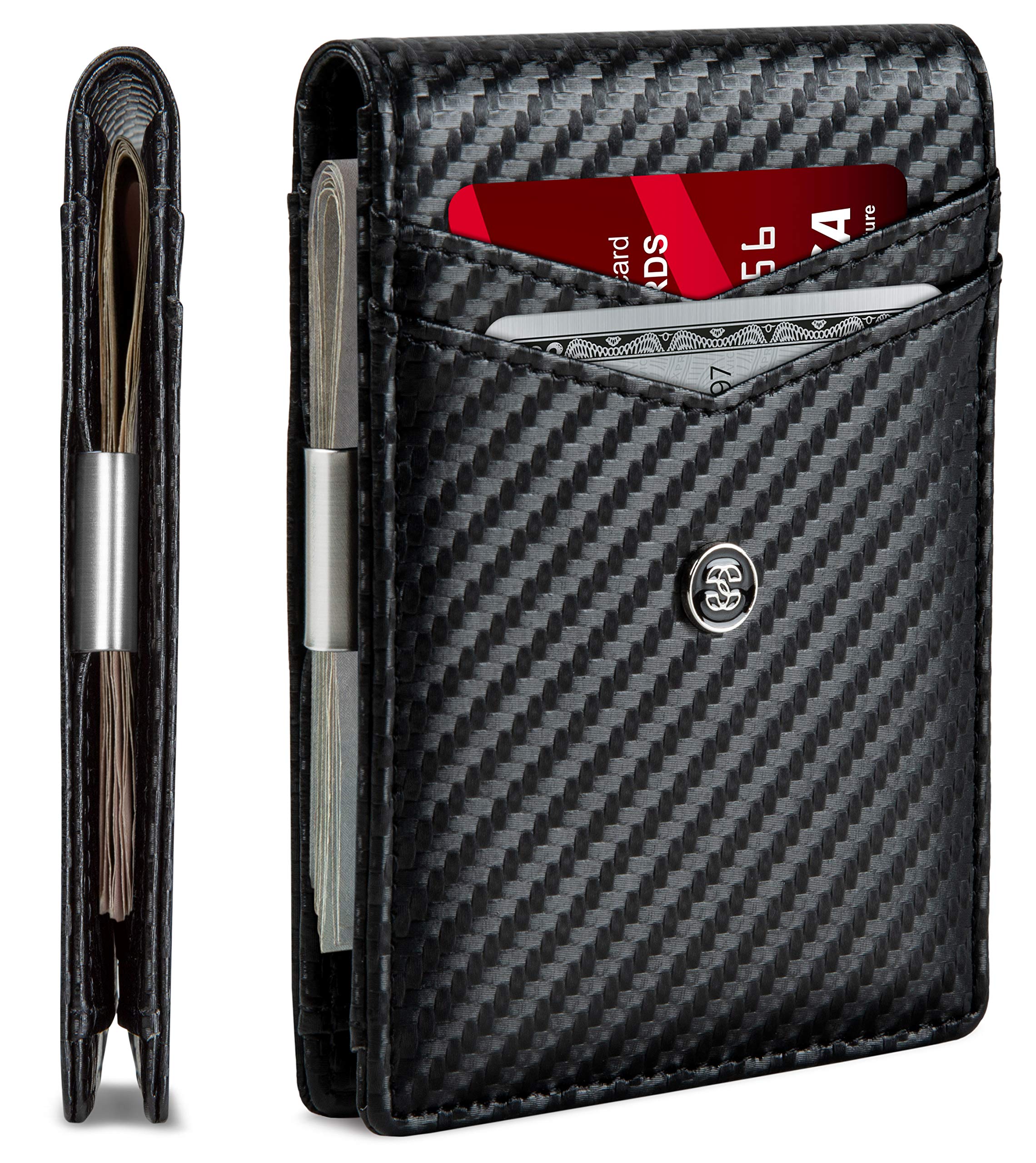 Suavell Genuine Leather Slim Wallets for Men - RFID Blocking Minimalist Front Pocket Wallet with Money Clip & Card Holder - Perfect for Everyday Carry, Travel, and Business Use