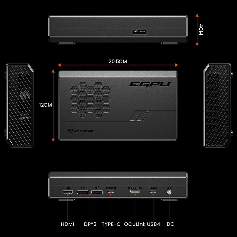 AOOSTAR XG76XT eGPU Dock with AMD Radeon RX 7600XT GPU - External Graphics Card Enclosure for Laptop Gaming & Video Editing - Boost Performance for Gaming, Streaming & Creative Work